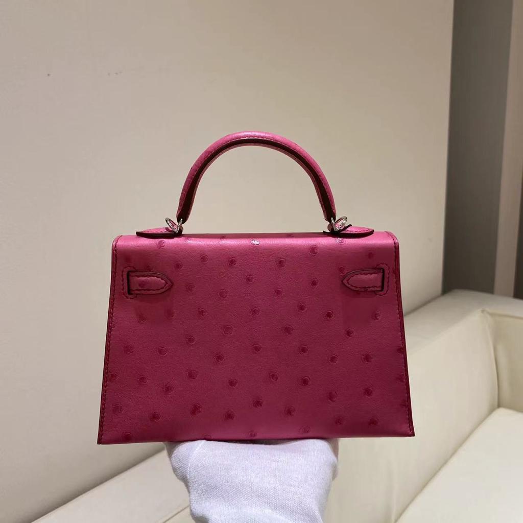 Hermès Mini Kelly II Strauß PHW Farbe E5 Brandneu (Pink) im Angebot