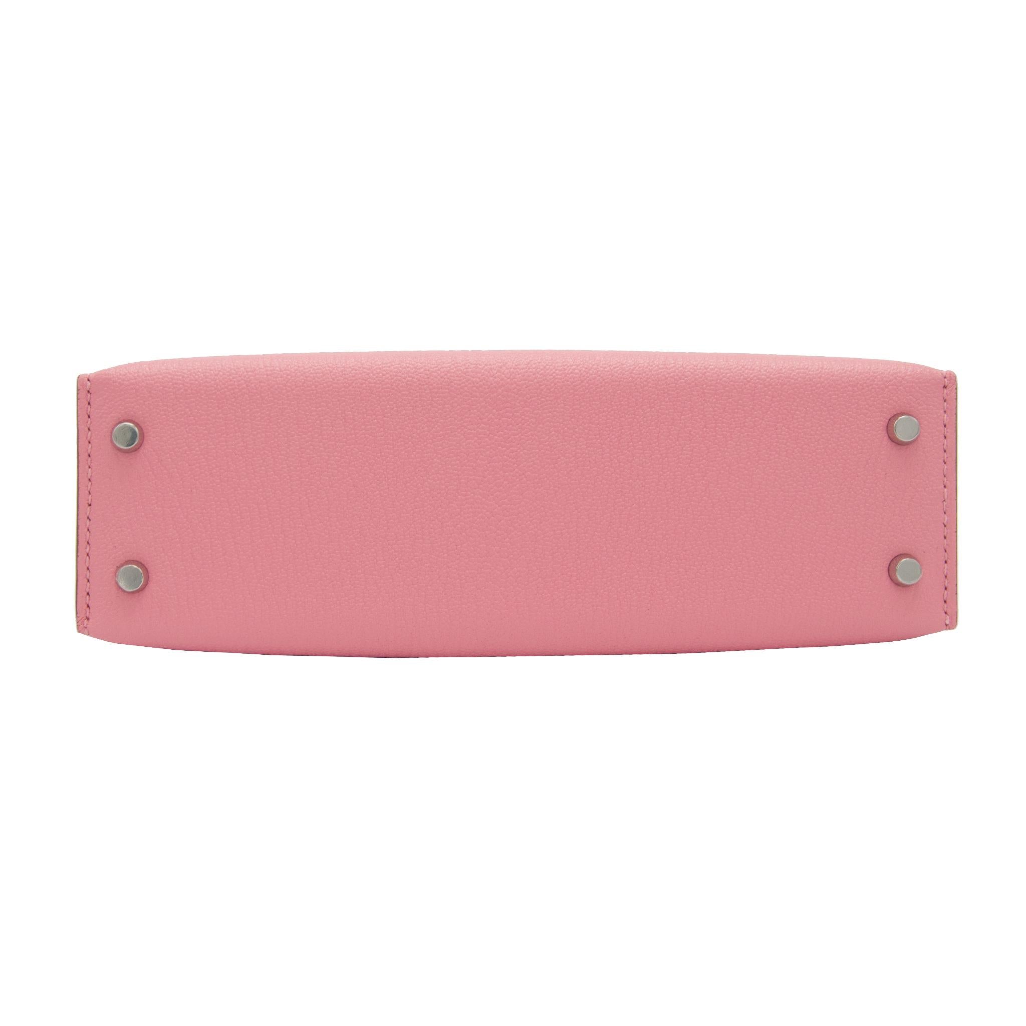 Hermès Mini Kelly II Rose Confetti Chevre Leder Palladium Hardware 2