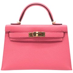 1stdibs Exklusive Hermès Mini Kelly II Rose Lippenstift Chevre Gold Hardware