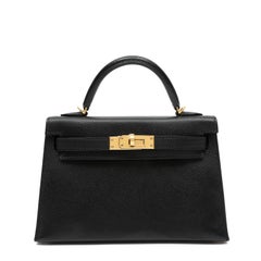 Hermès Mini Kelly II Sellier Bag Black Epsom Leather with Gold Hardware