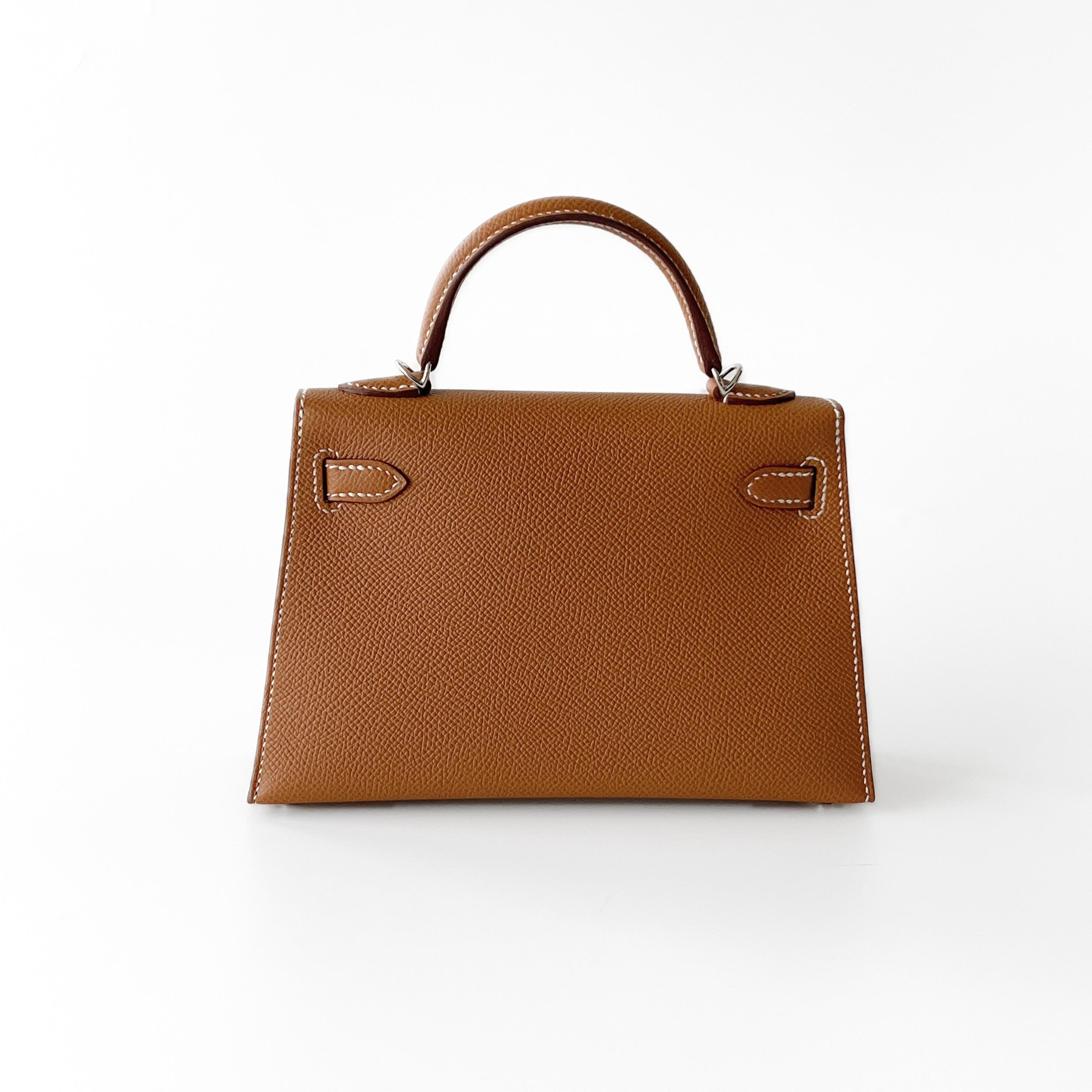 Hermes Mini Kelly II Sellier In Gold With Silver Hardware, Epsom Leather 1