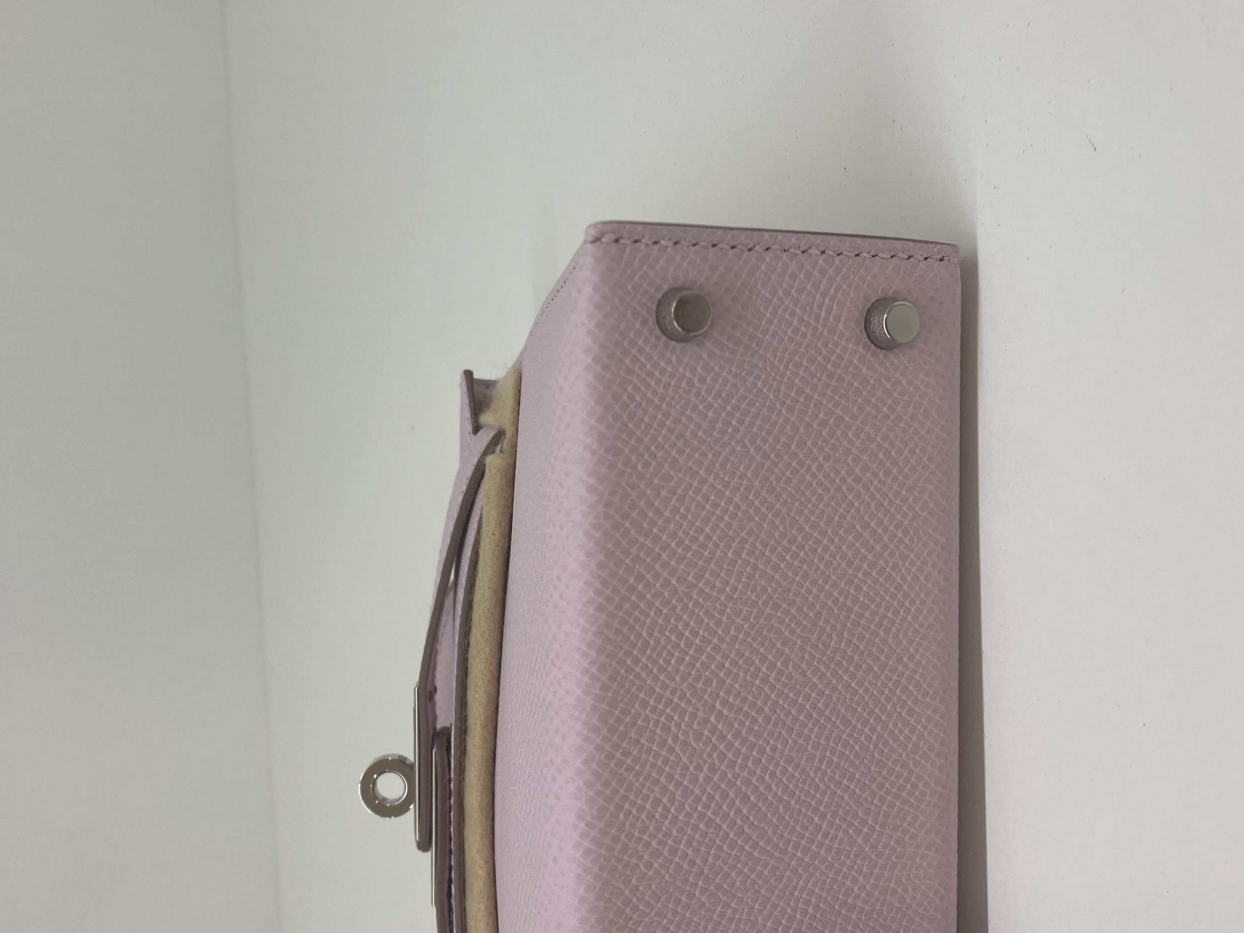 Hermes Mini Kelly Mauve Pale PHW In Excellent Condition For Sale In Double Bay, AU