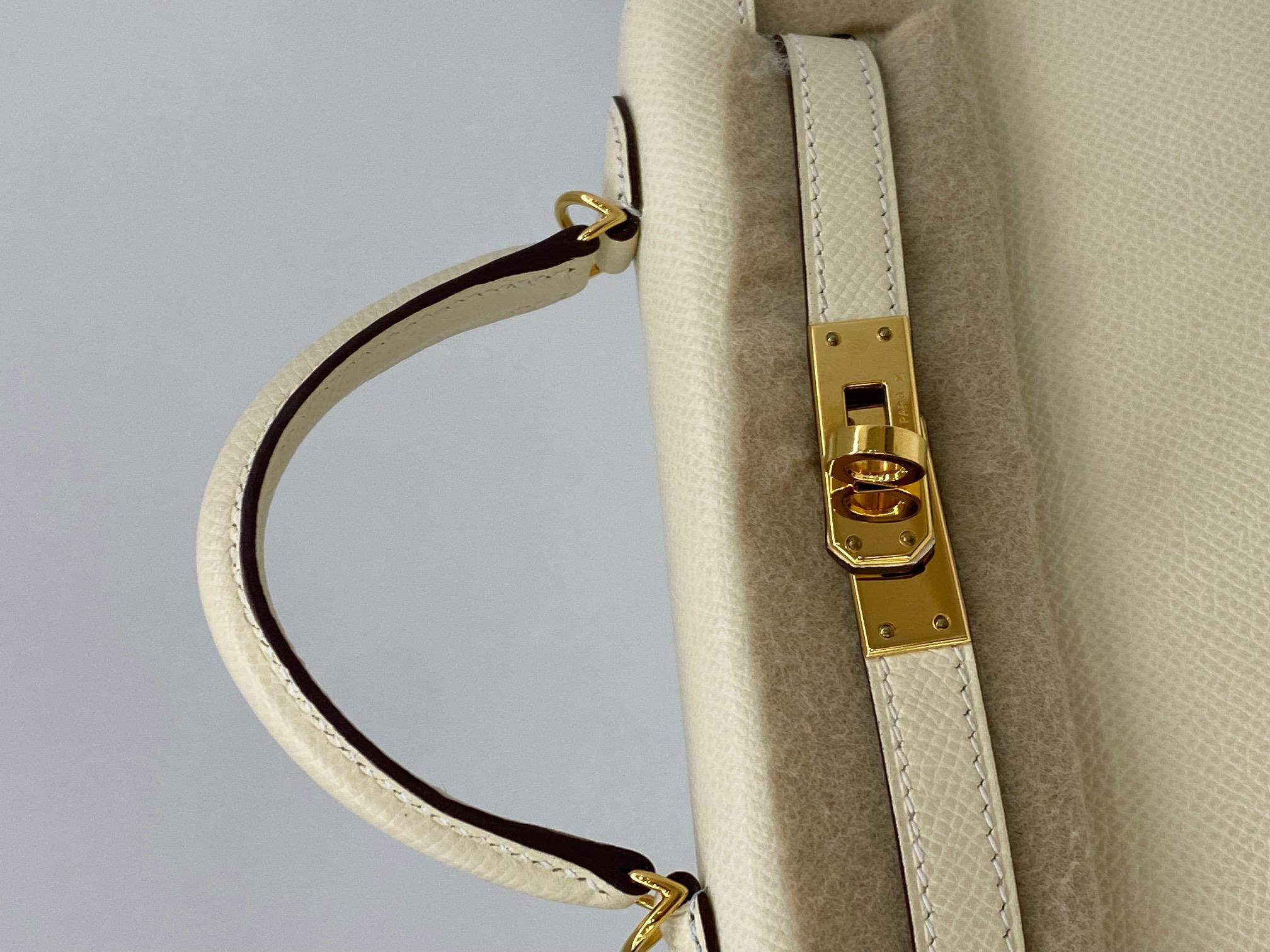 Beige Hermes Mini Kelly Nata GHW Z Stamp
