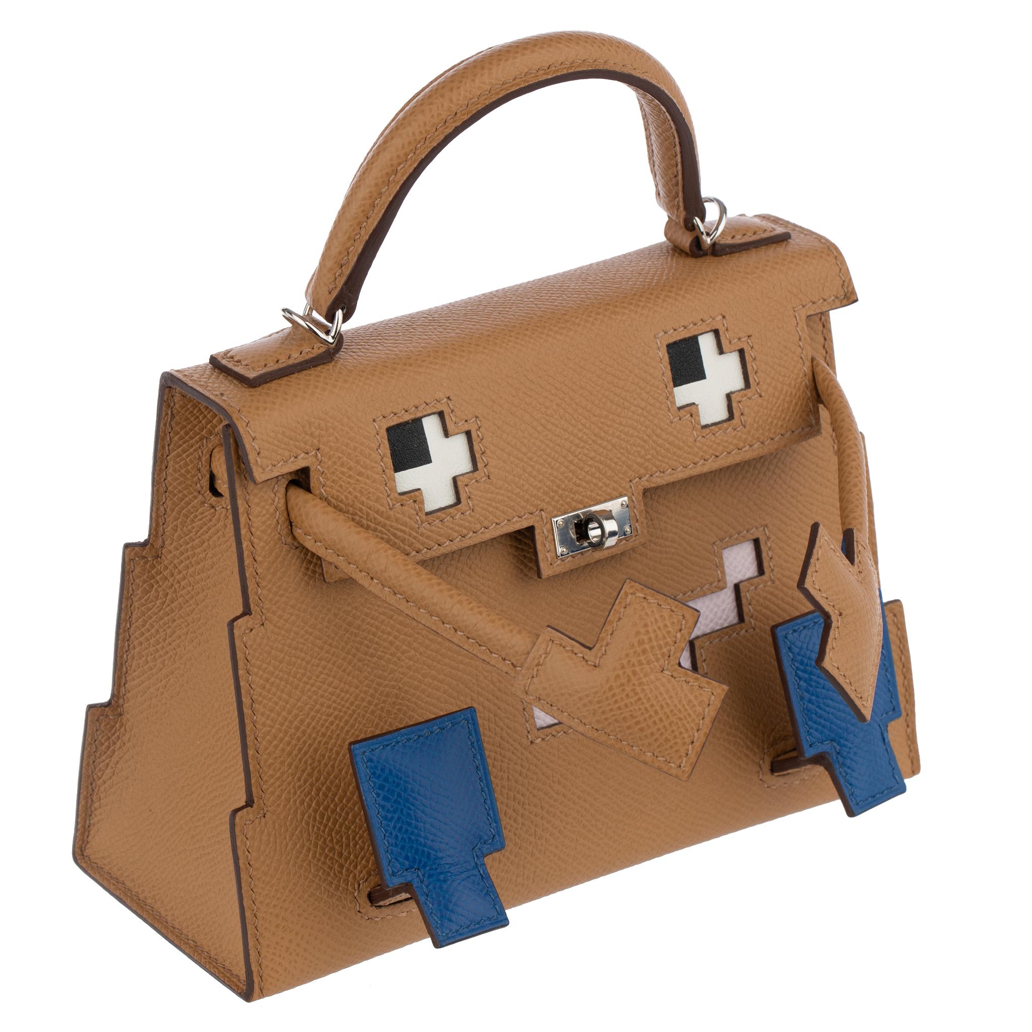 Hermes Mini Kelly Picto Doll Biscuit Epsom Leather Palladium Hardware 5