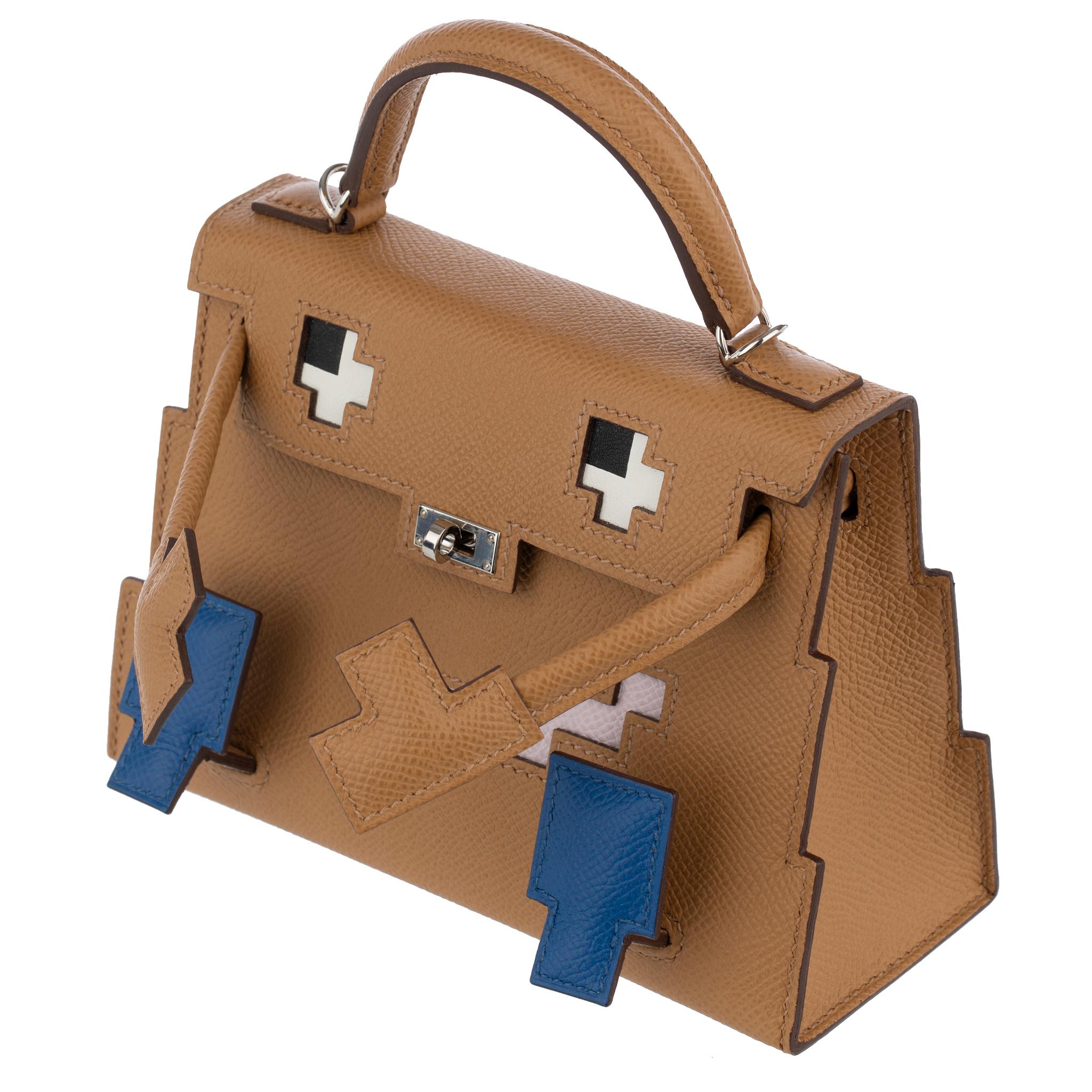 Hermes Mini Kelly Picto Doll Biscuit Epsom Leather Palladium Hardware In New Condition In Sydney, New South Wales