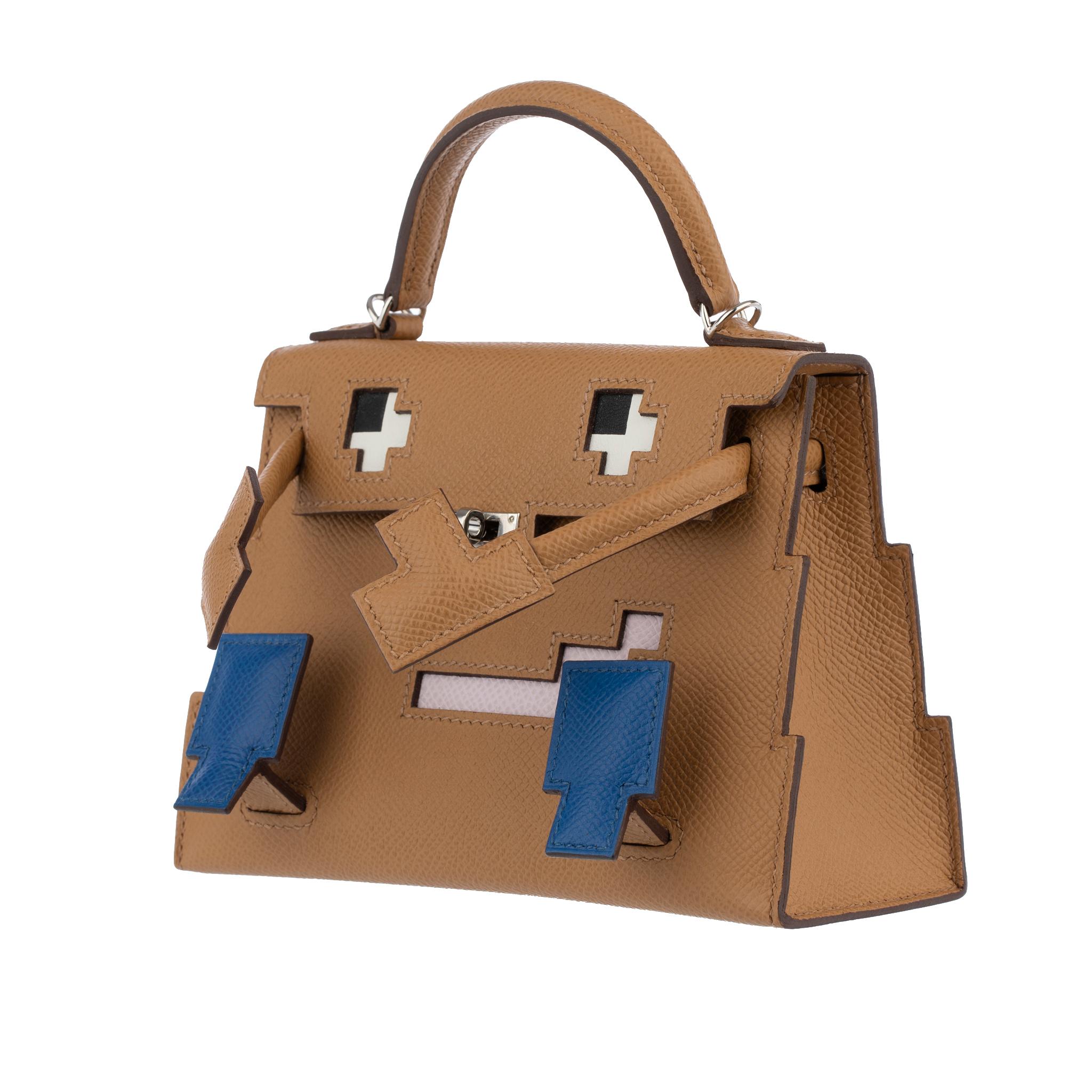 Hermes Mini Kelly Picto Doll Biscuit Epsom Leather Palladium Hardware 2