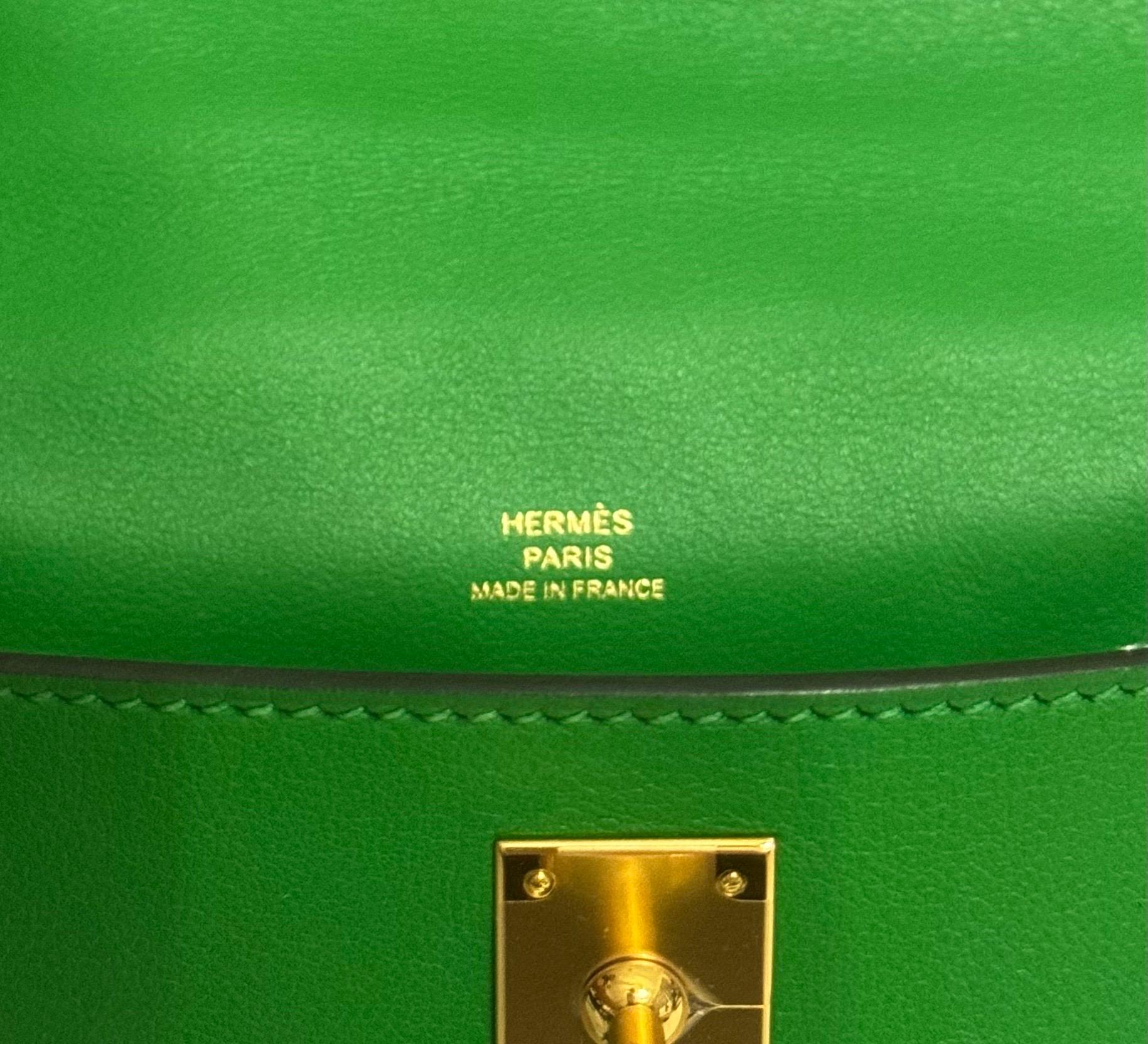 Hermes Mini Kelly Pochette Bamboo Swift Leder ghw 2
