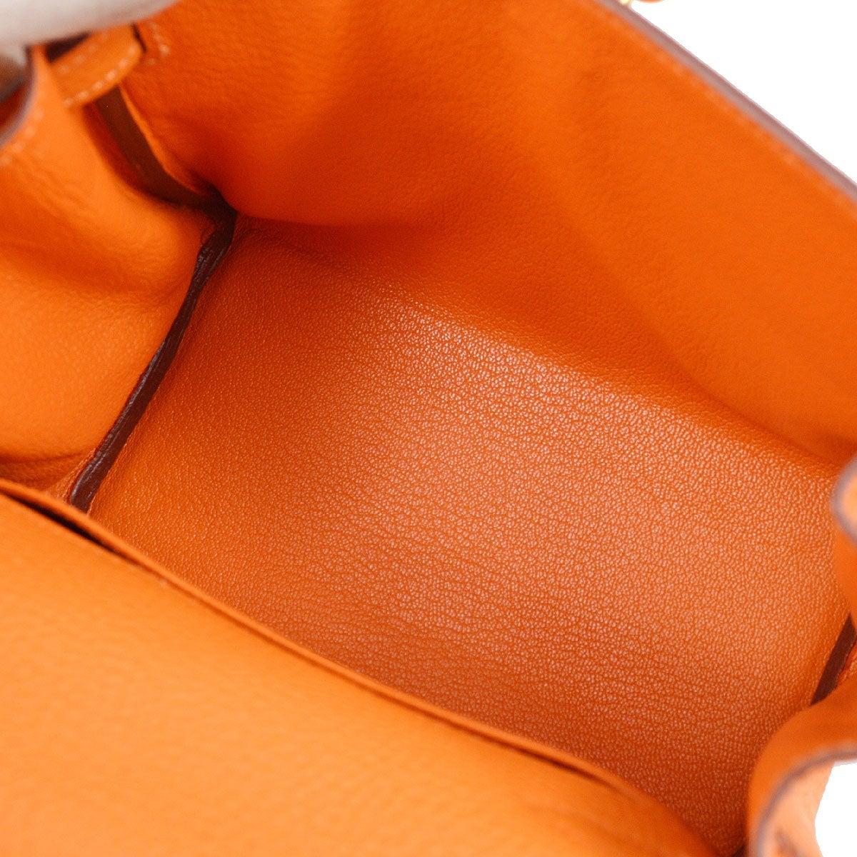 HERMES Mini Kelly Retourne 20 Orange Togo Leather Gold Top Handle Shoulder Bag In Good Condition In Chicago, IL