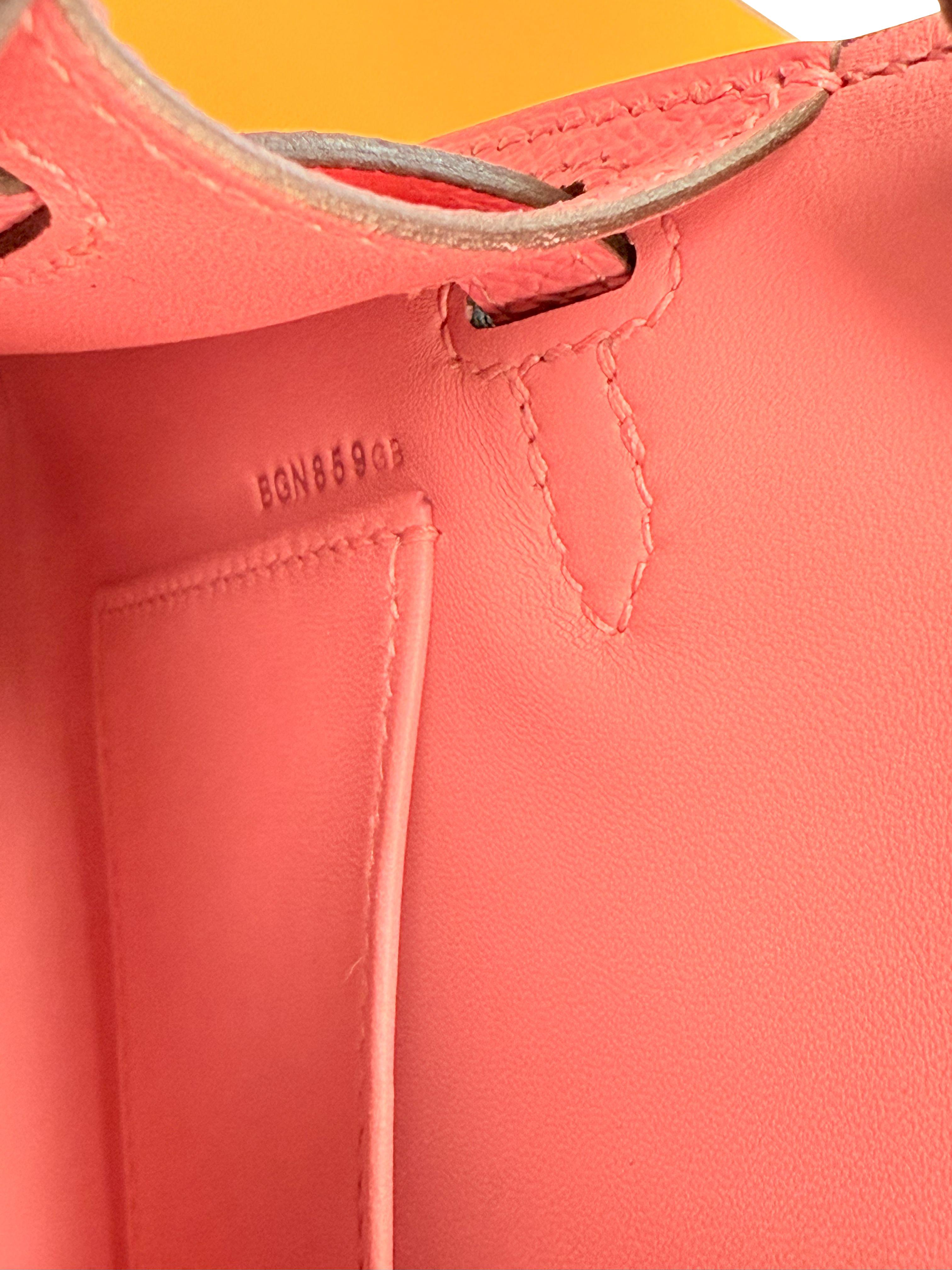 Hermes Mini Kelly Rose Azalee in pelle Epsom con hardware Palladium in vendita 13