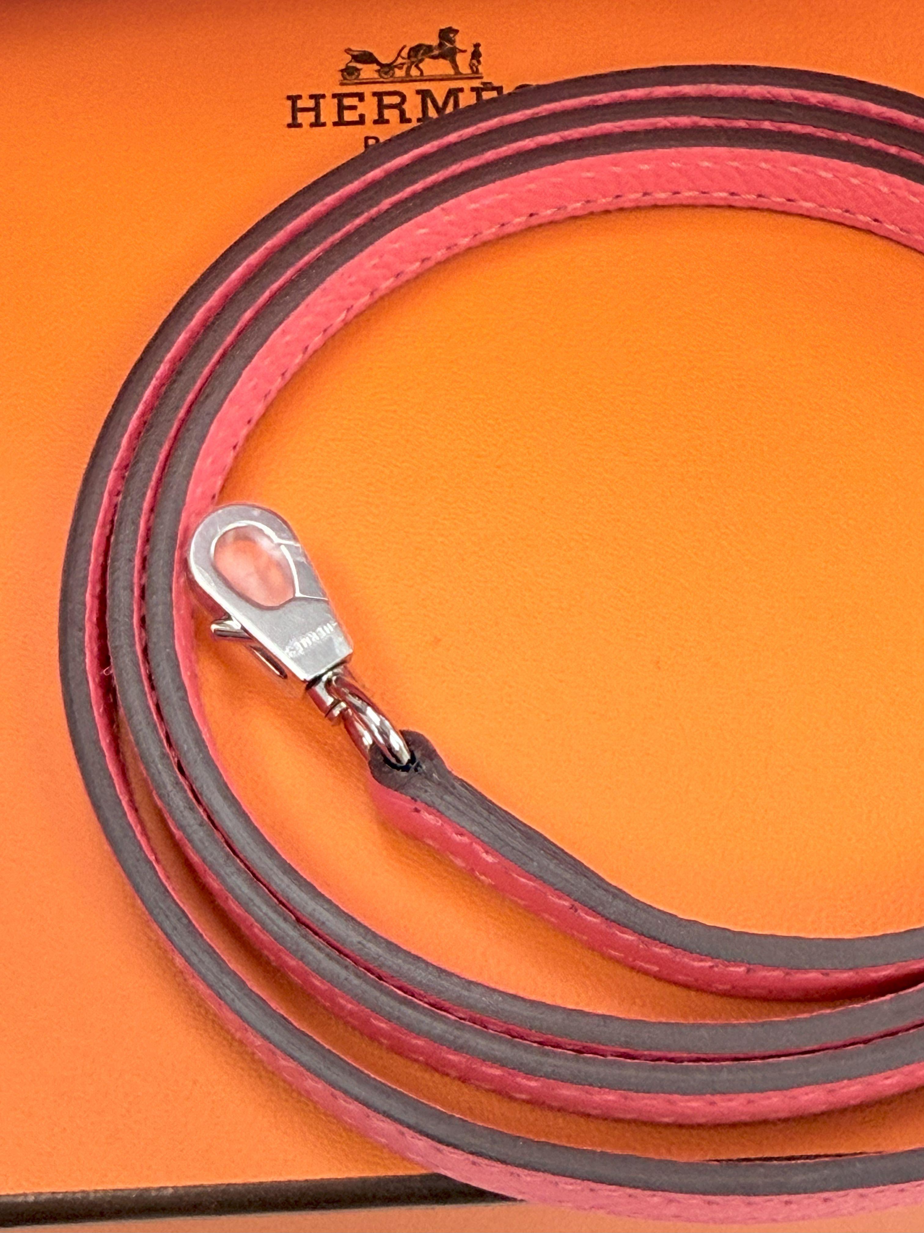 Hermes Mini Kelly Rose Azalee in pelle Epsom con hardware Palladium in vendita 15