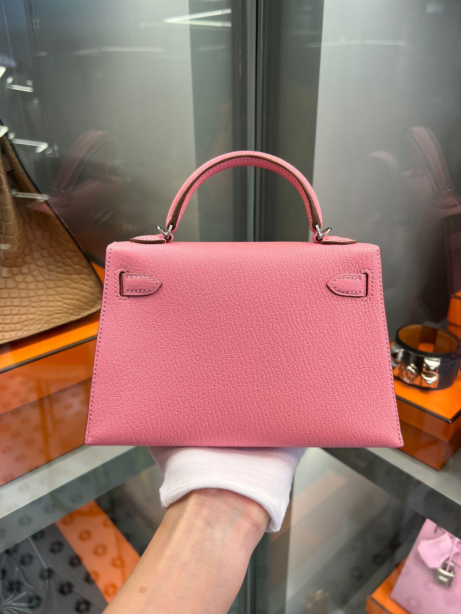 Hermes Mini Kelly Rose Konfetti (Pink) im Angebot