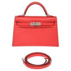 Hermes Mini Kelly Rose Jaipur Epsom Leather Satchel Bag