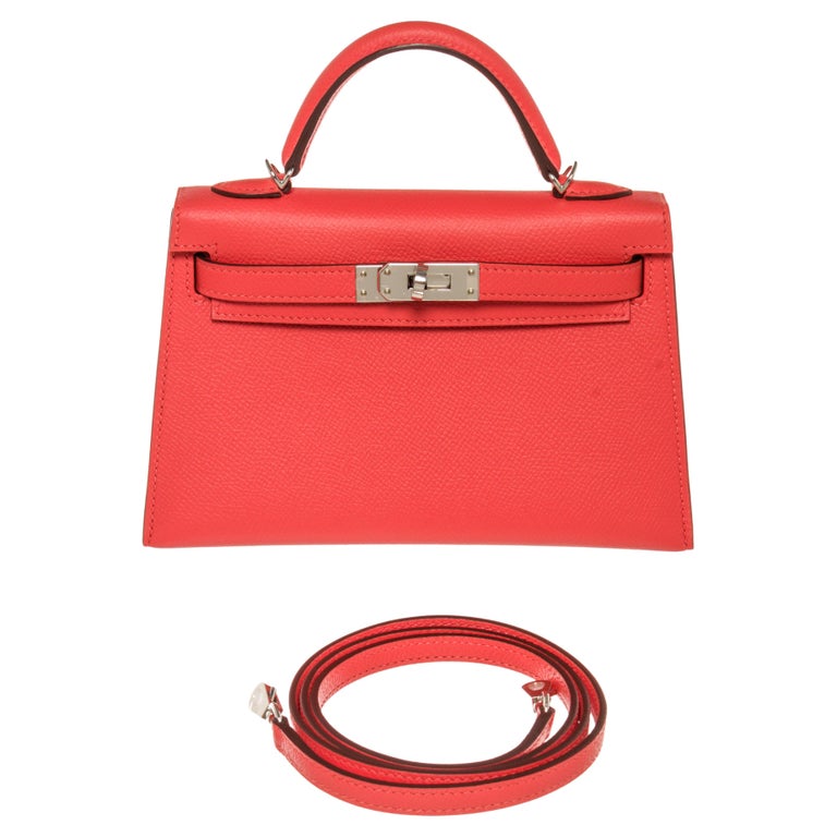 Hermes Mini Kelly Rose Jaipur Epsom Leather Satchel Bag at 1stDibs