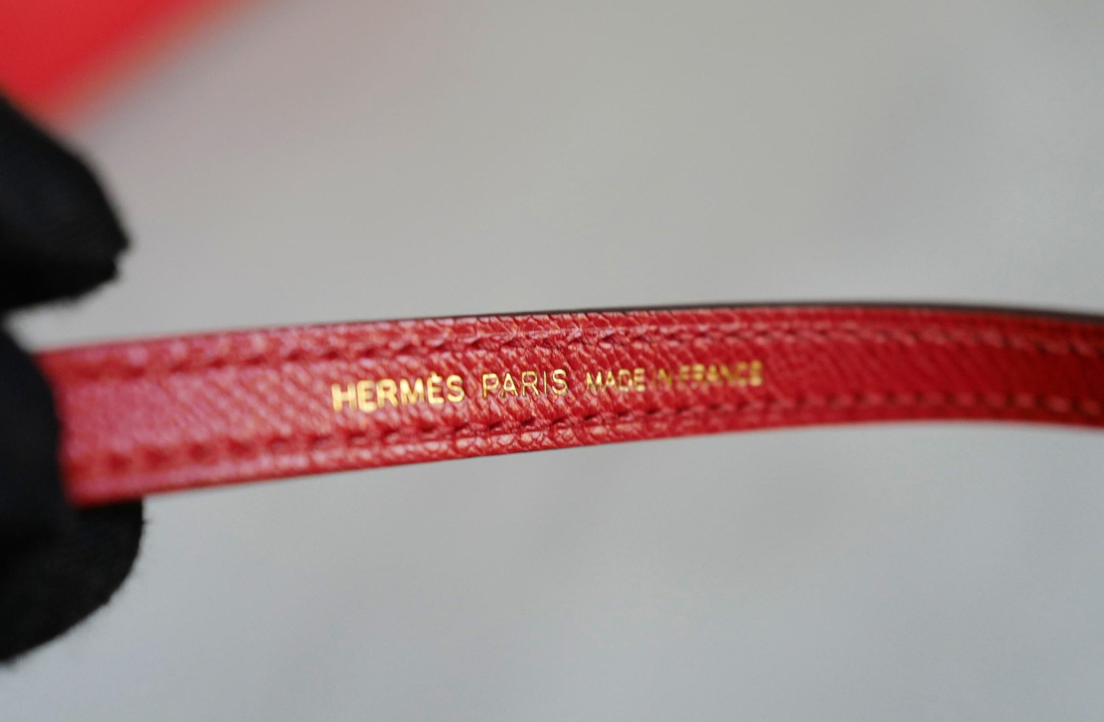 Hermès Mini Kelly Rouge De Coeur Madame Cuir Or Hardware Stamp K en vente 12