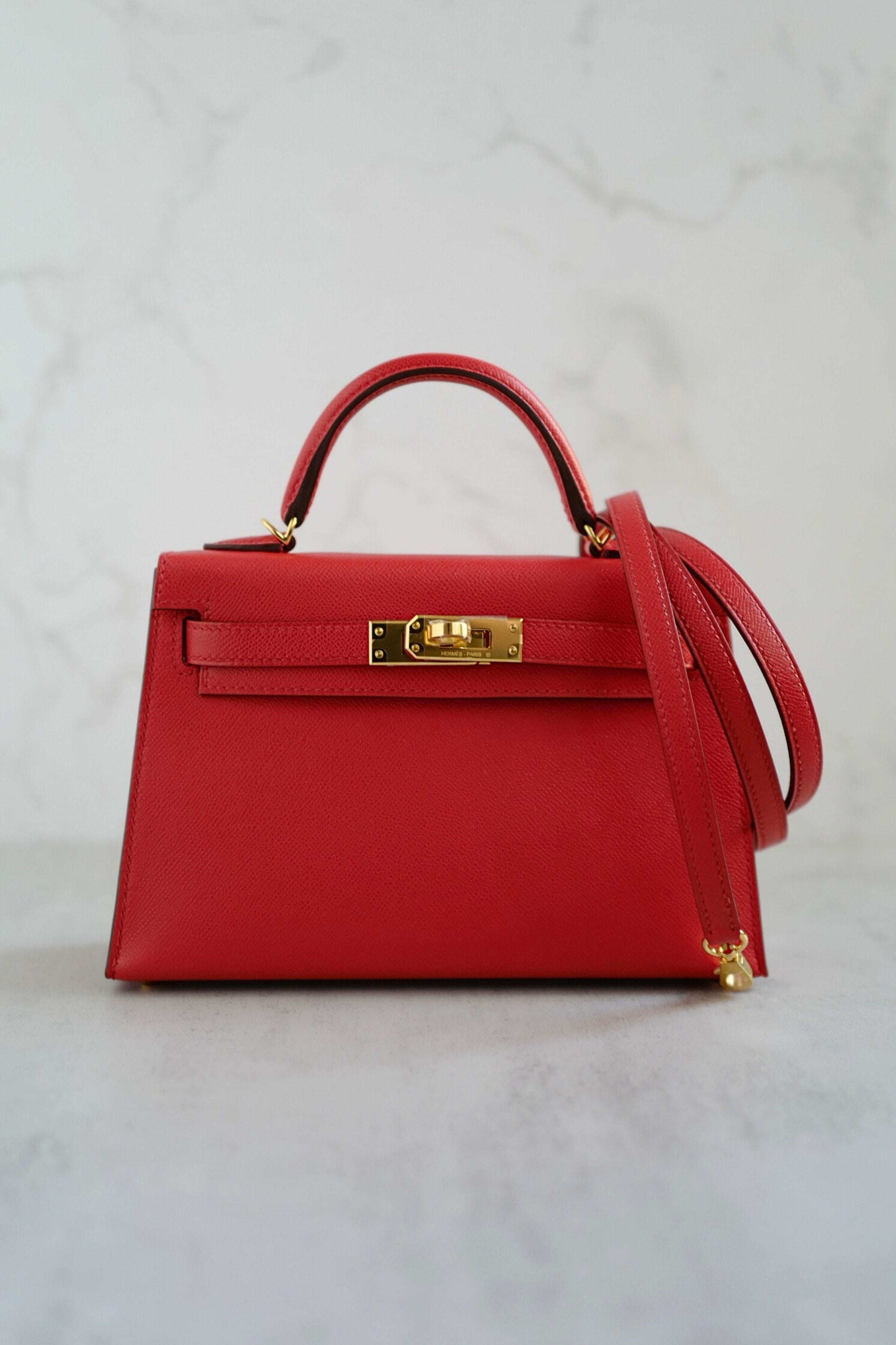 Hermès Mini Kelly Rouge De Coeur Madame Cuir Or Hardware Stamp K en vente 4