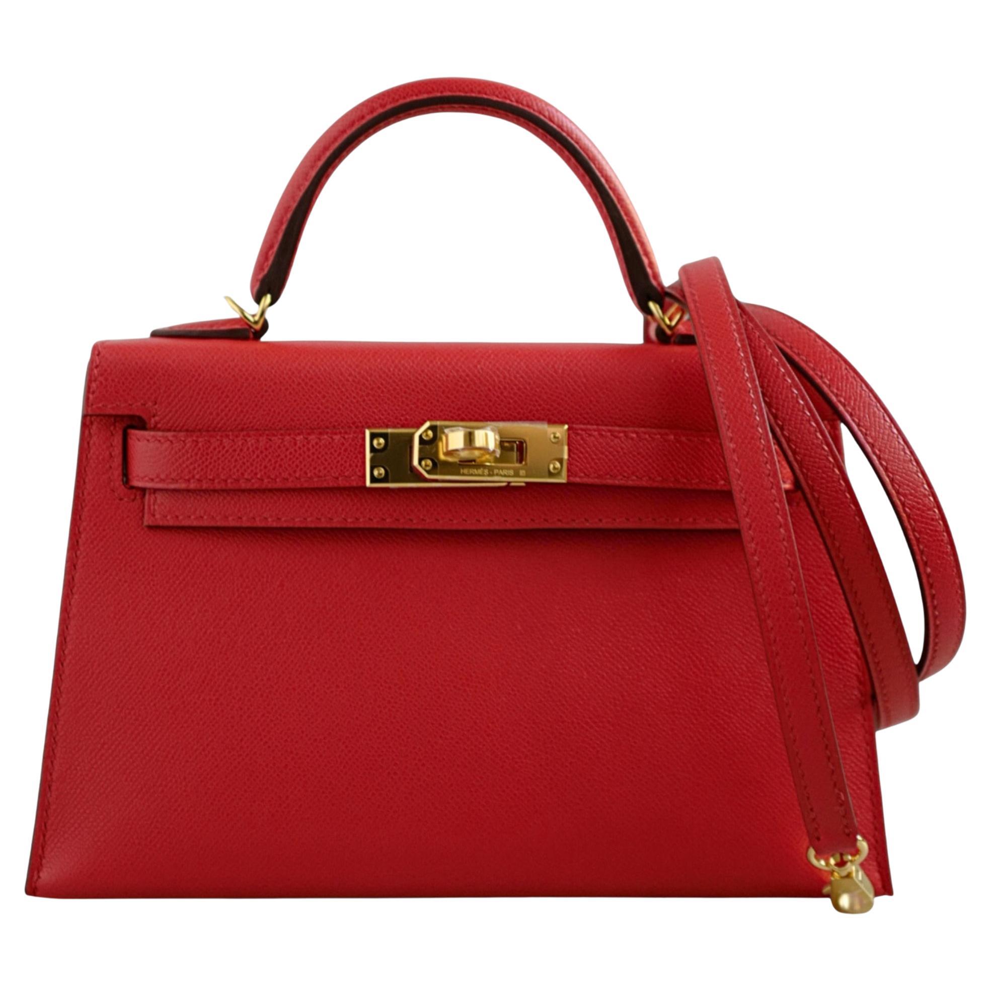 Hermès Mini Kelly Rouge De Coeur Madame Cuir Or Hardware Stamp K