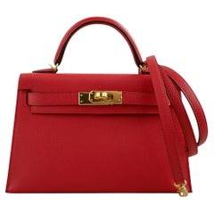 Hermès Mini Kelly Rouge De Coeur Madame Leather Gold Hardware Stamp K