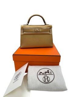 Hermes Mini Kelly Sellier 20 Dore Metallic Chevre Chamkilight Leder Handtasche