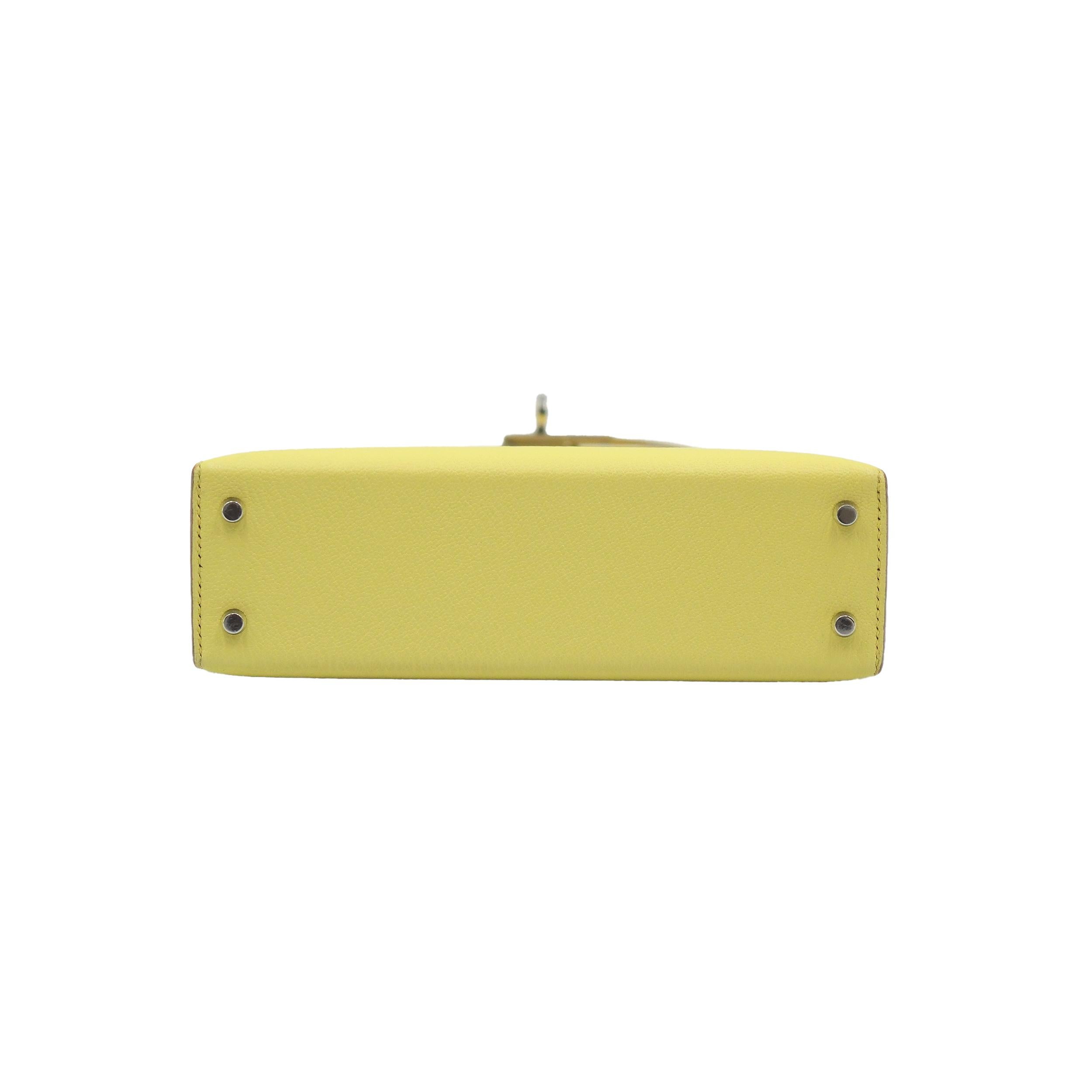 Hermes Mini Kelly Sellier 20 Limoncello Chevre Palladium Hardware 2023 Pour femmes en vente