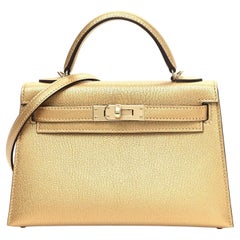 Hermes Mini Kelly Sellier 20 Metallic Dore Chevre Chamkilight Gold Hardware