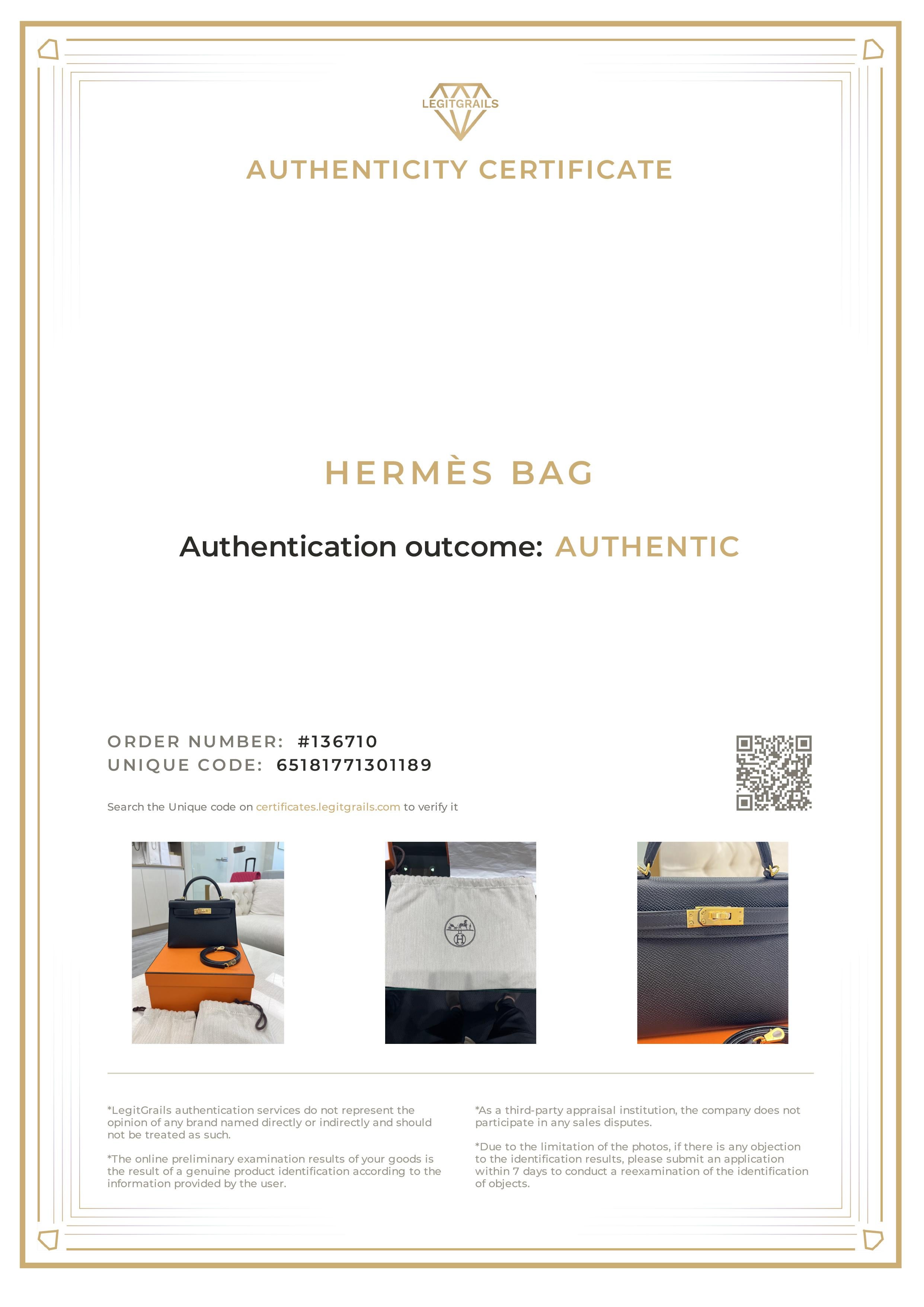 Hermès Mini Kelly Sellier 20 Noir Epsom Leder Gold Hardware Handtasche im Angebot 15