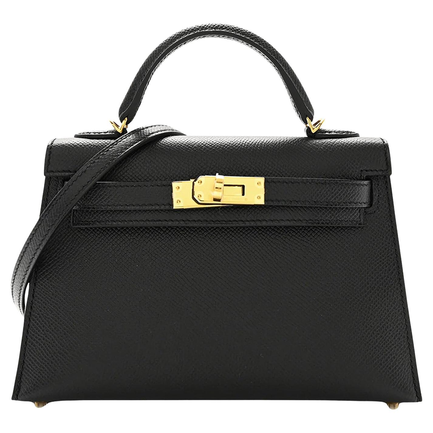 Hermès Mini Kelly Sellier 20 Noir Epsom Leather Gold Hardware Handbag