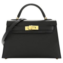 Hermès Mini Kelly Sellier 20 Noir Epsom Leder Gold Hardware Handtasche