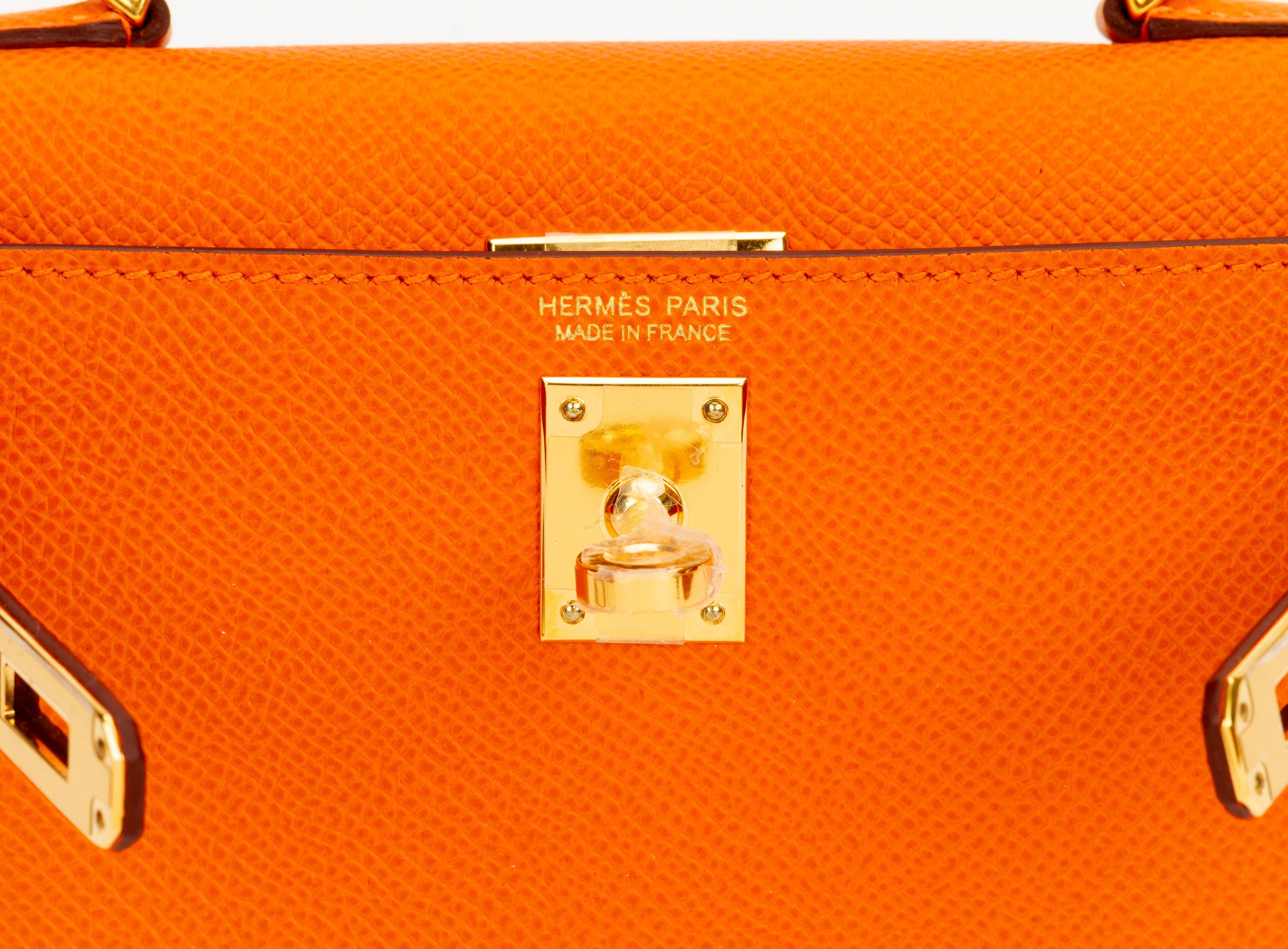 Hermès Mini Kelly Sellier Orange Epsom Brand New In Original Box en venta 5