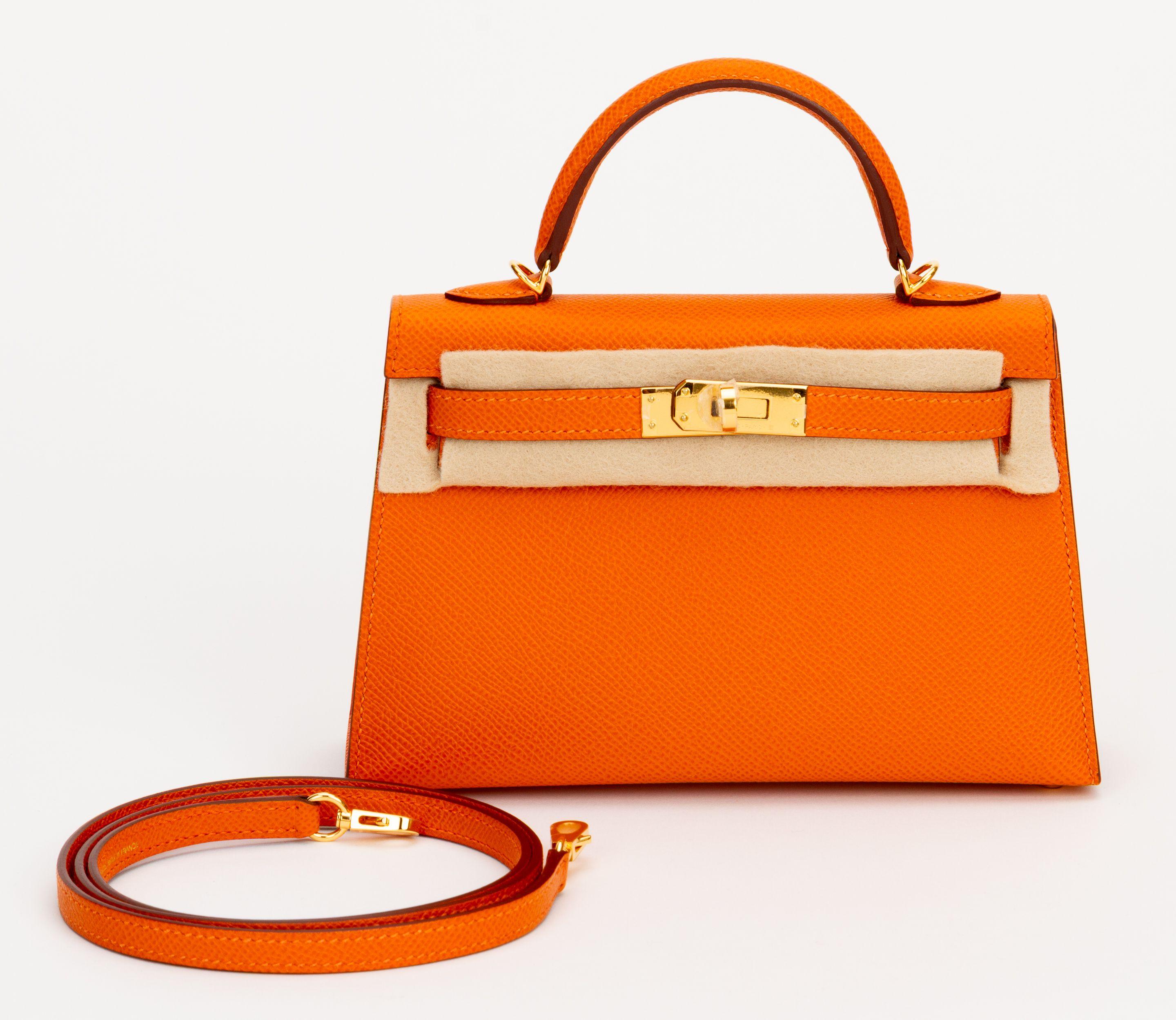 Hermès Mini Kelly Sellier Orange Epsom Brand New In Original Box en venta 6