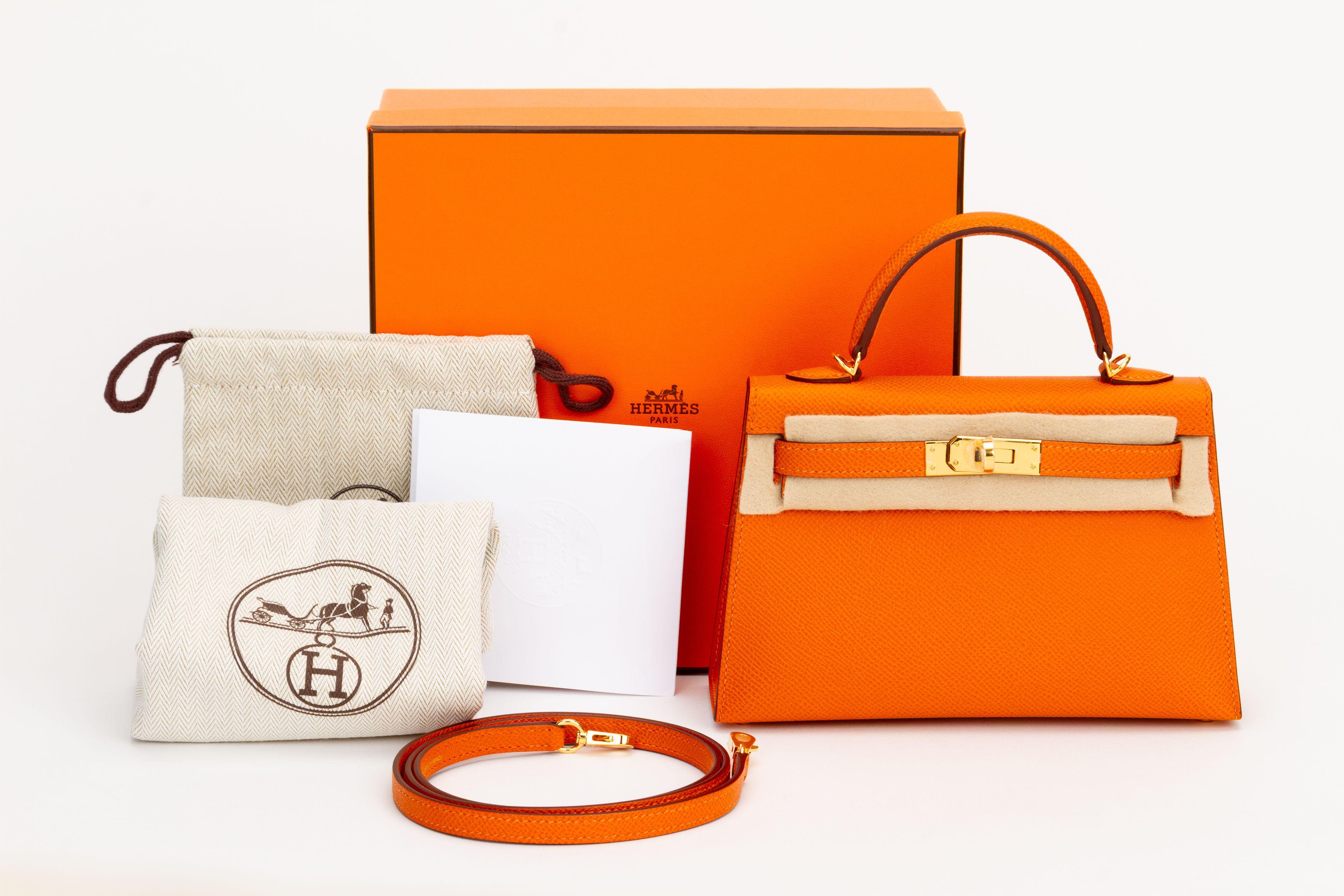 Hermès Mini Kelly Sellier Orange Epsom Brand New In Original Box en venta 7