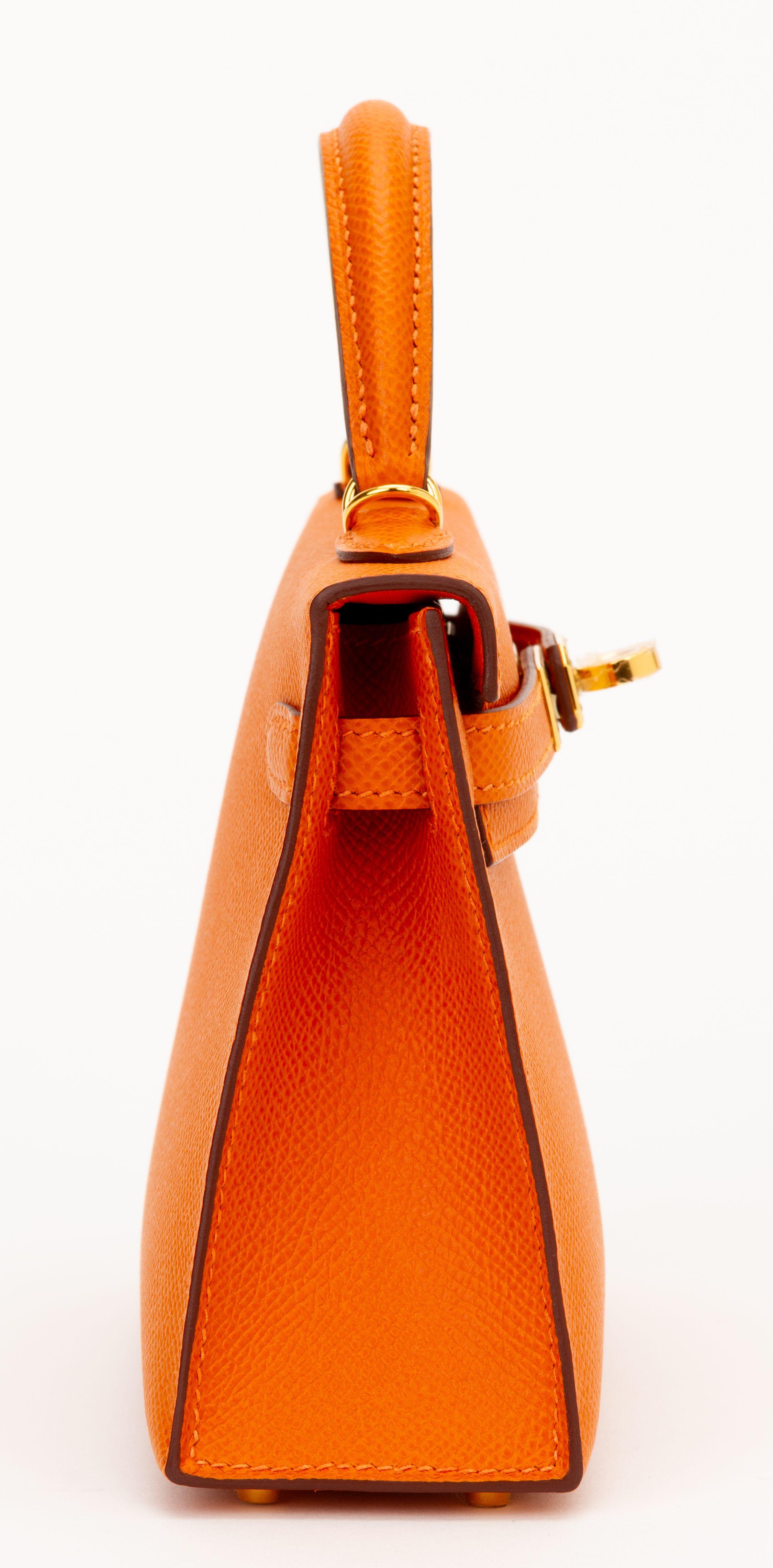 Hermès Mini Kelly Sellier Orange Epsom Brand New In Original Box en Nuevo estado para la venta en West Hollywood, CA