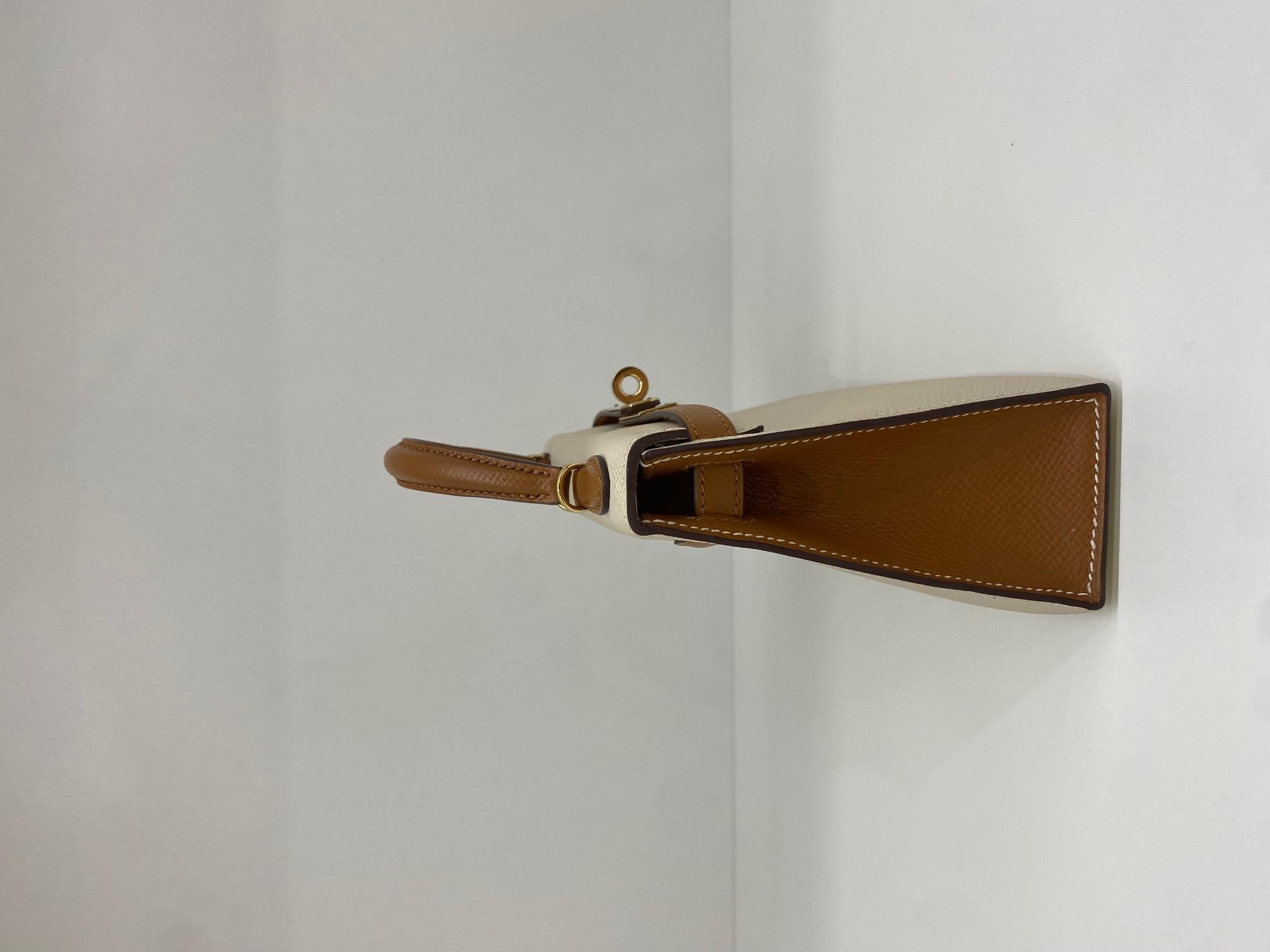 Brown Hermes Mini Kelly Special Order Craie & Biscuit GHW