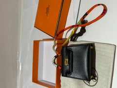 Hermes Mini Kelly Twilly Bag Charm Black with gold hardware