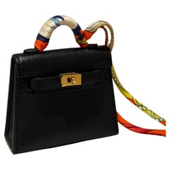 Hermes Mini Kelly Twilly Bag Charm Black with gold hardware