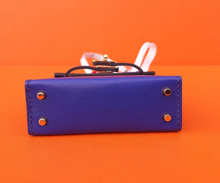 Hermès Mini Kelly Twilly Bag Grigri Pendant Charm Blue Electric