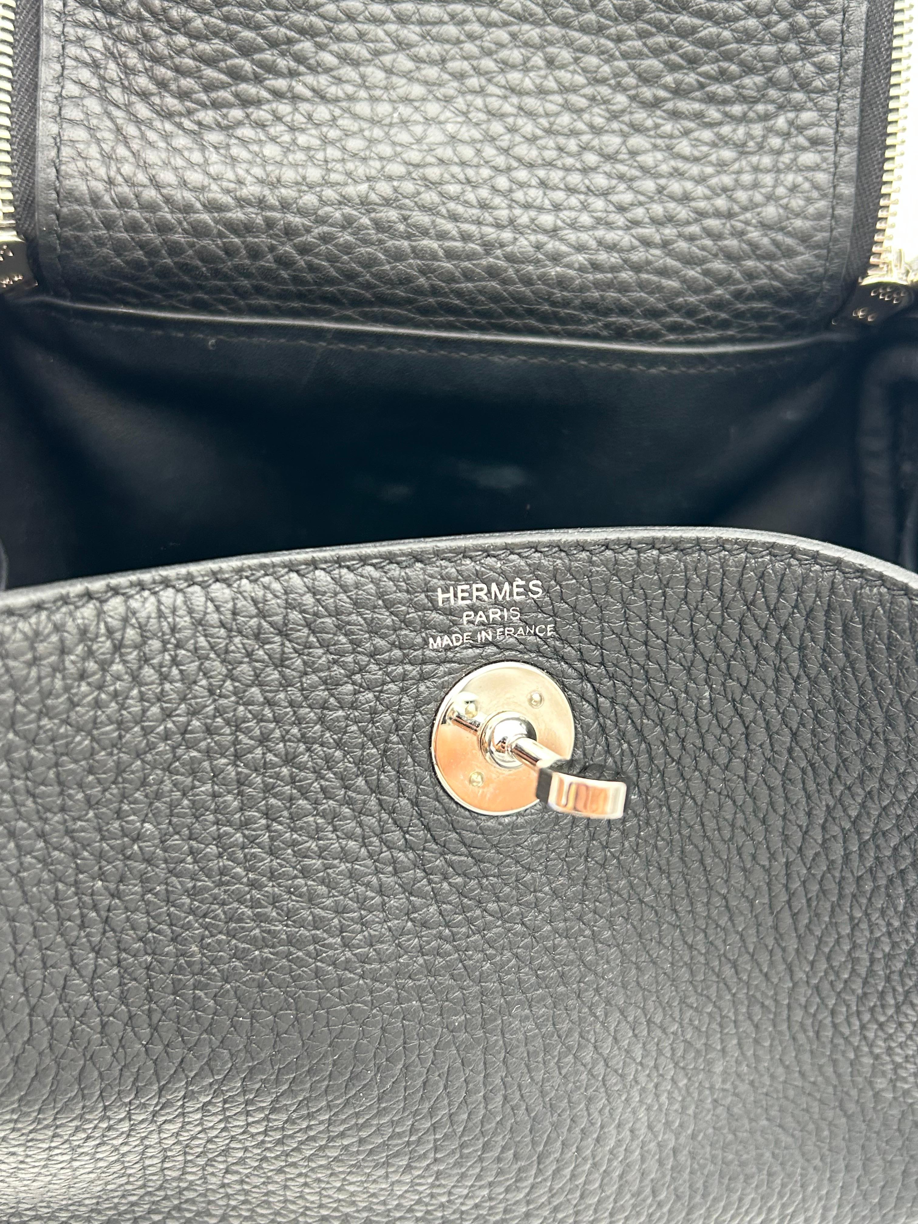 Hermès Mini Lindy 17 Black Leather Togo For Sale 6