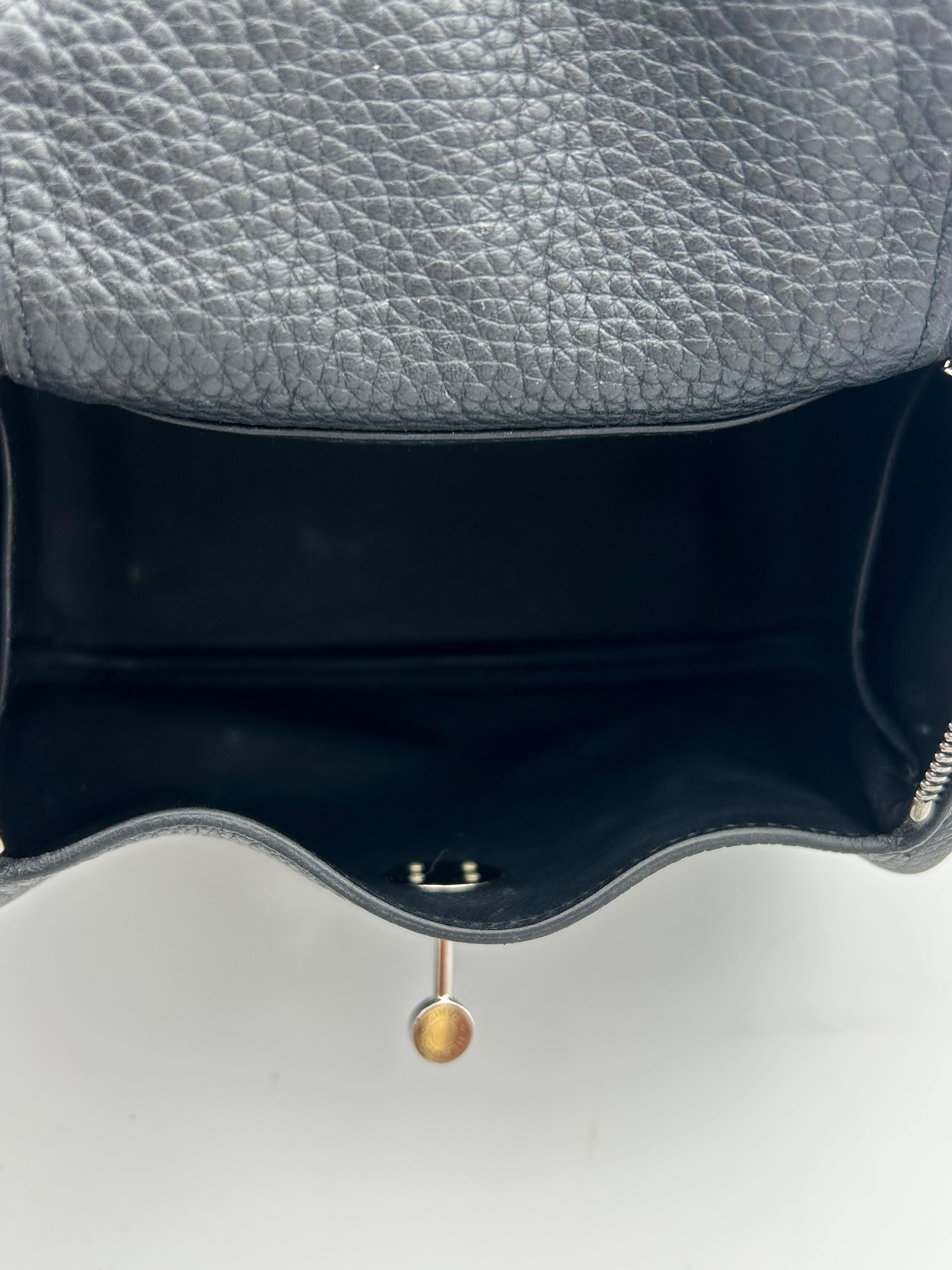 Hermès Mini Lindy 17 Black Leather Togo For Sale 7