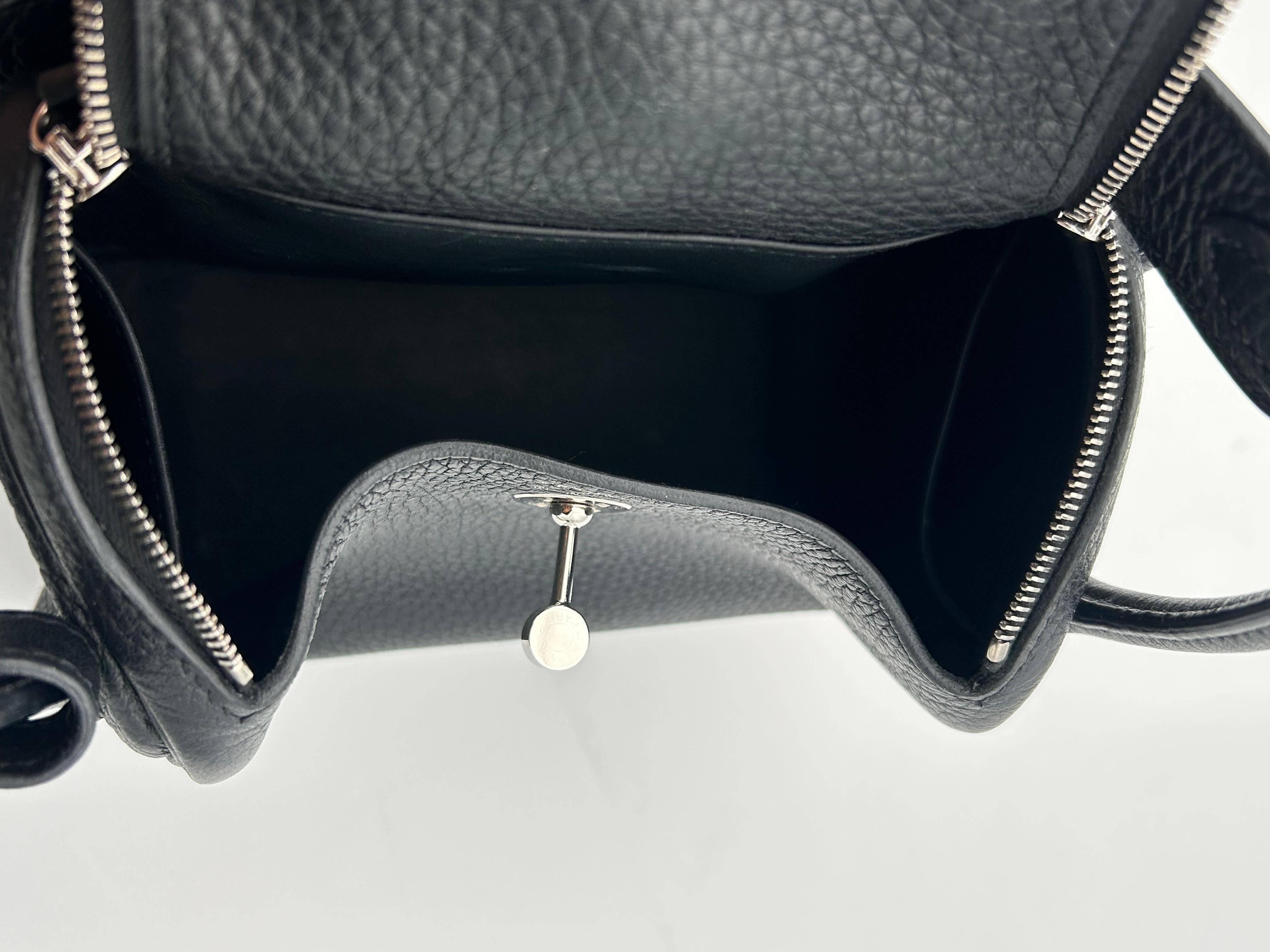Hermès Mini Lindy 17 Black Leather Togo For Sale 8