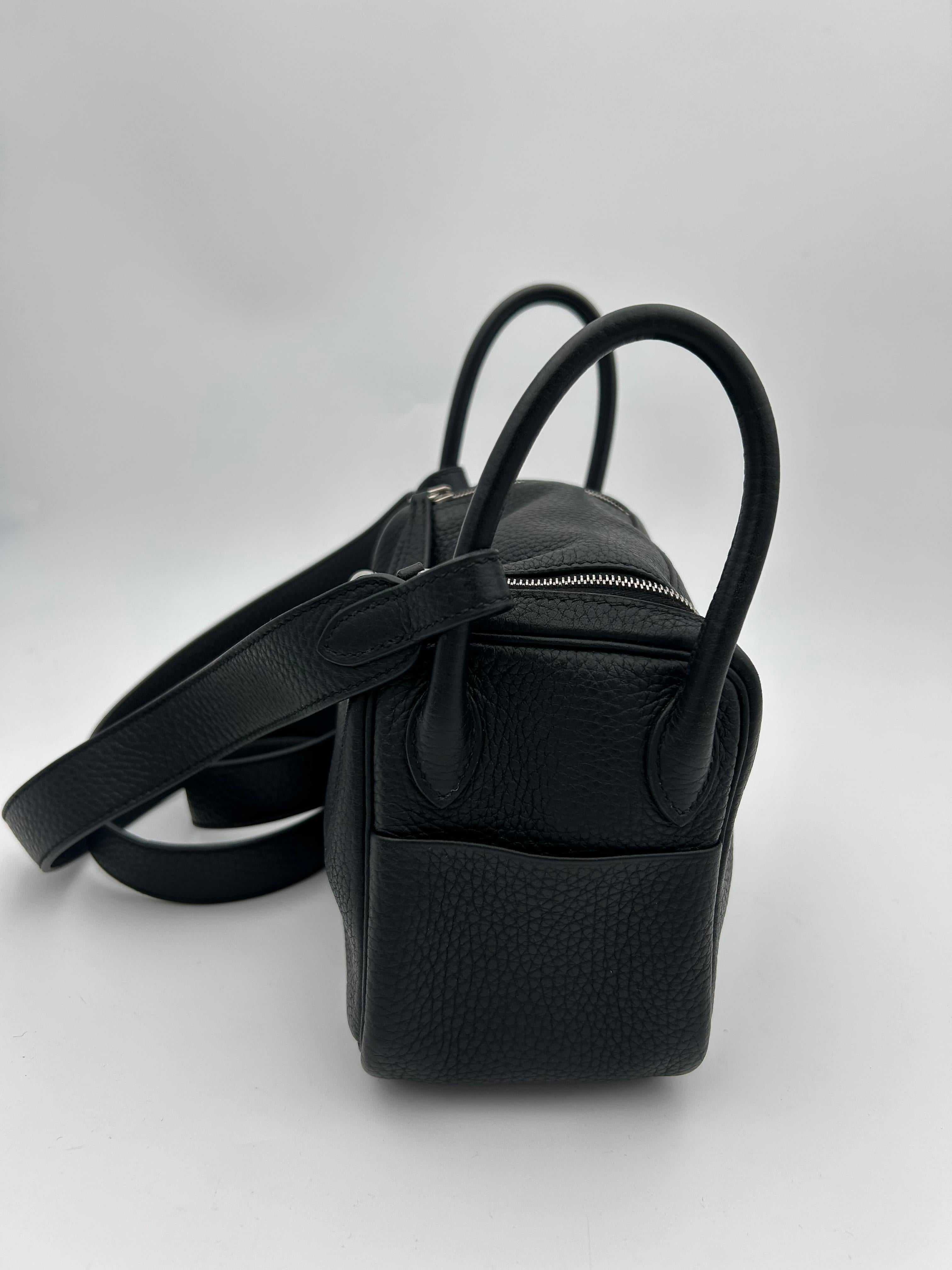 Hermès Mini Lindy 17 Black Leather Togo For Sale 1