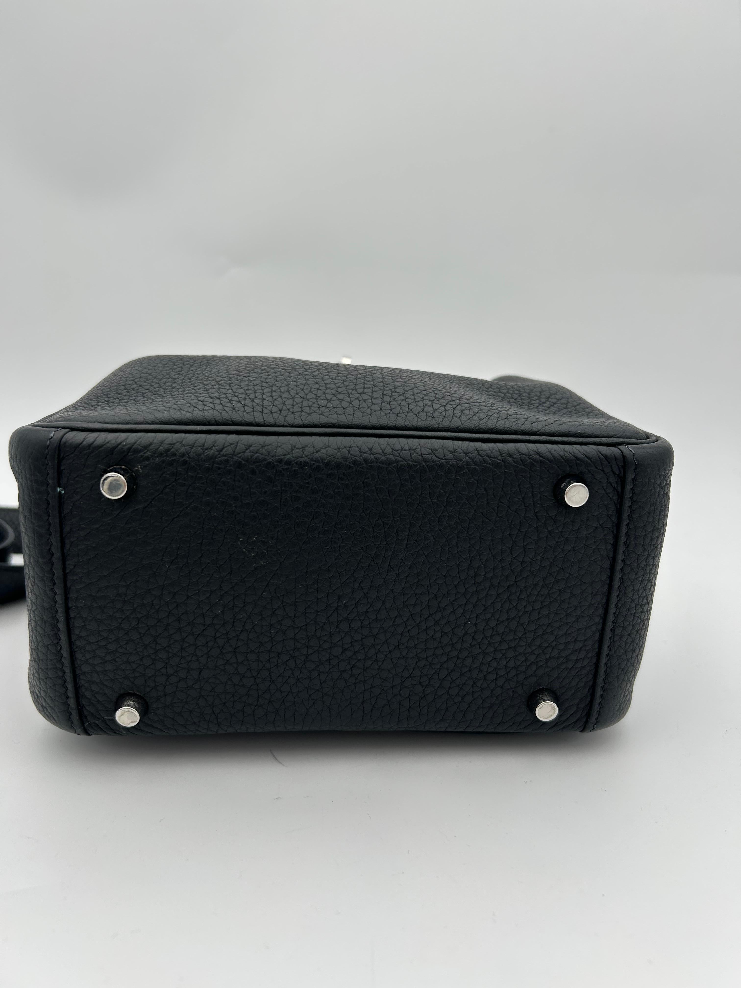 Hermès Mini Lindy 17 Black Leather Togo For Sale 2