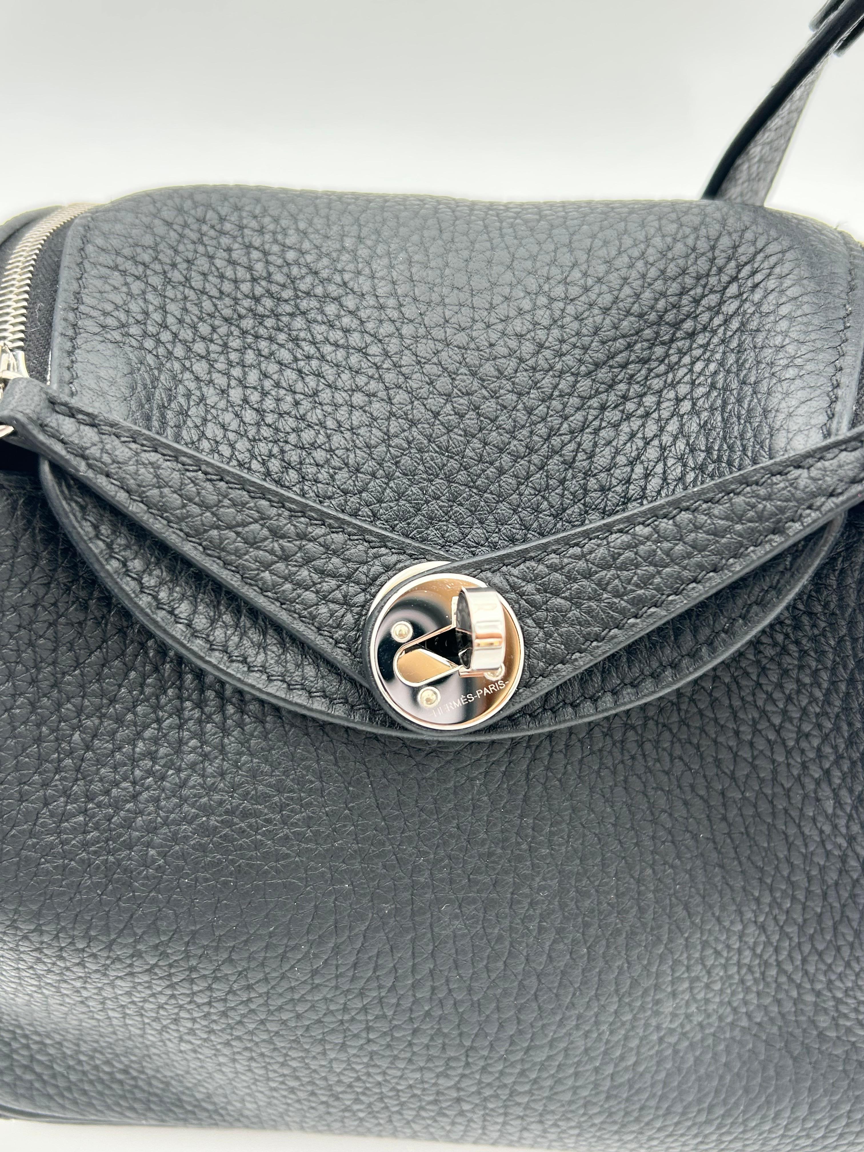 Hermès Mini Lindy 17 Black Leather Togo For Sale 5