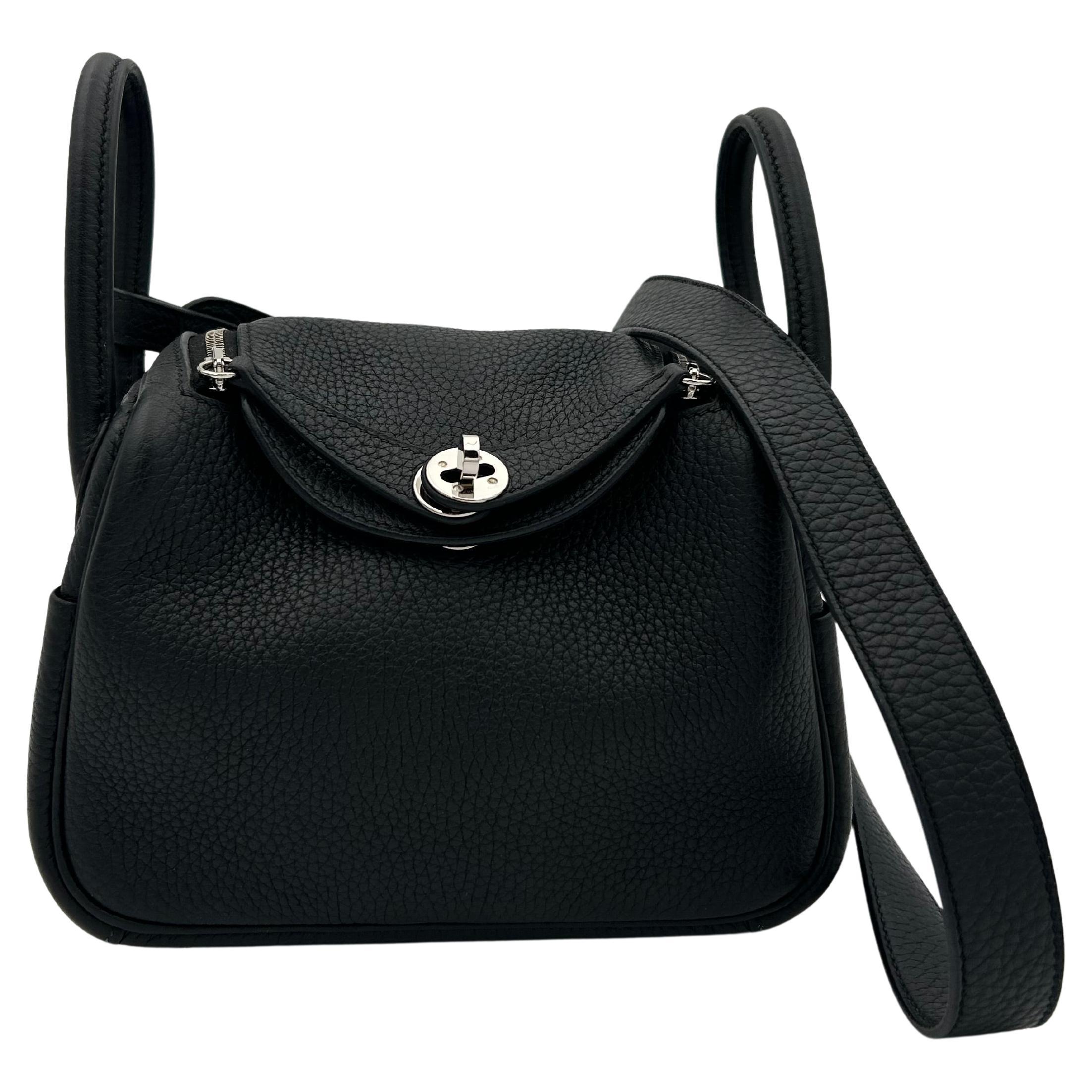 Hermès Mini Lindy 17 Black Leather Togo For Sale