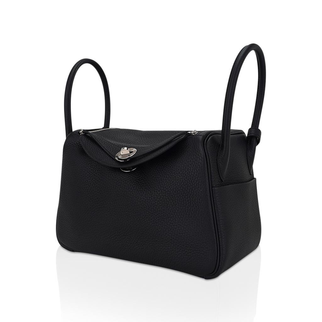 Hermes Lindy 26 Sac en cuir Clemence noir Quincaillerie Palladium Neuf - En vente à Miami, FL