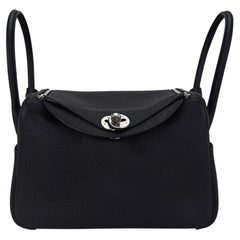 Hermes Lindy 26 Black Clemence Leather Bag Palladium Hardware