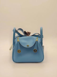 Hermes Mini Lindy 20 Bleu du Nord, herrajes dorados Swift, sello «Y», 2020