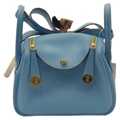 Hermes Mini Lindy 20 Bleu du Nord, herrajes dorados Swift, sello «Y», 2020