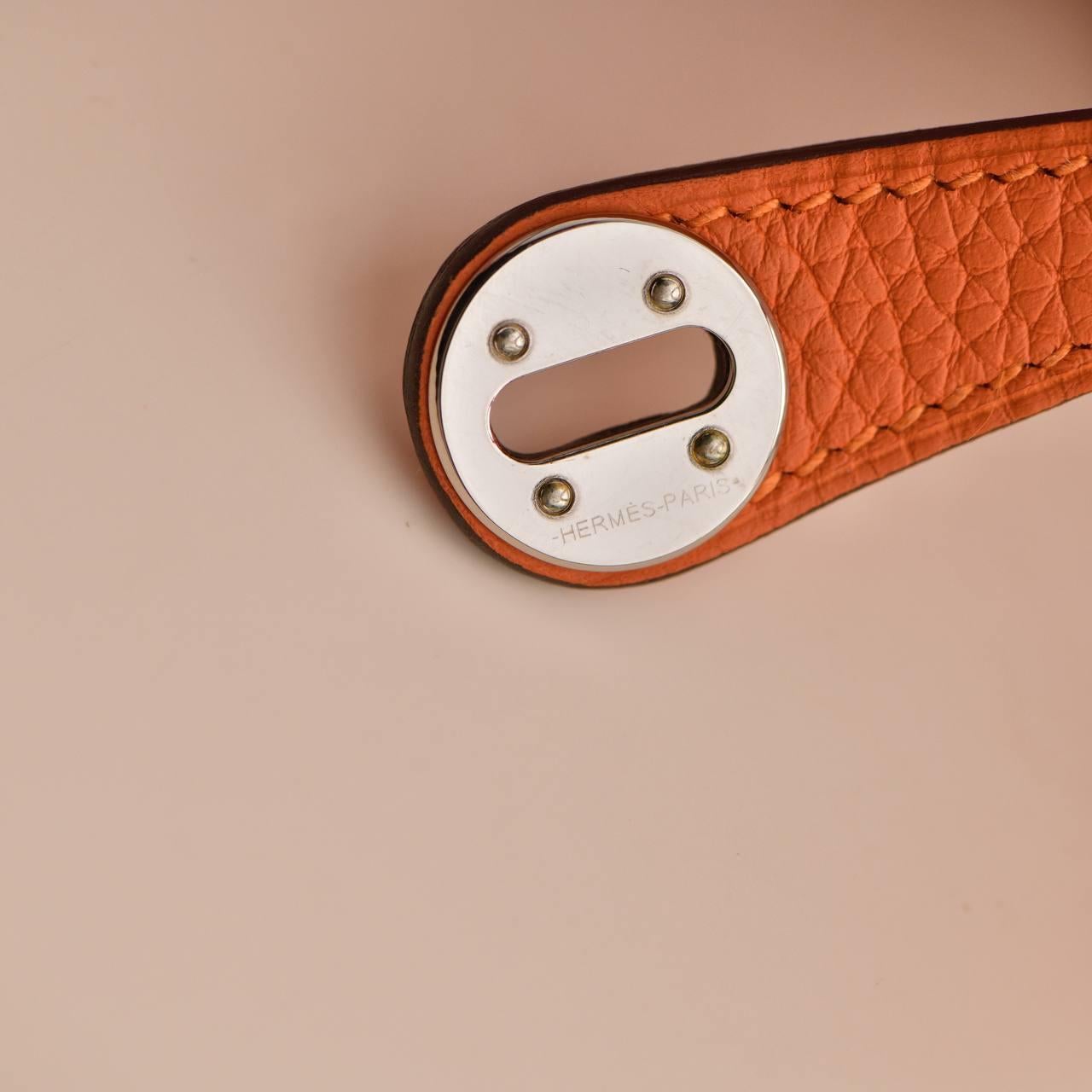 Hermès Mini Lindy 20 Orange Clemence Leather Palladium Hardware For Sale 7