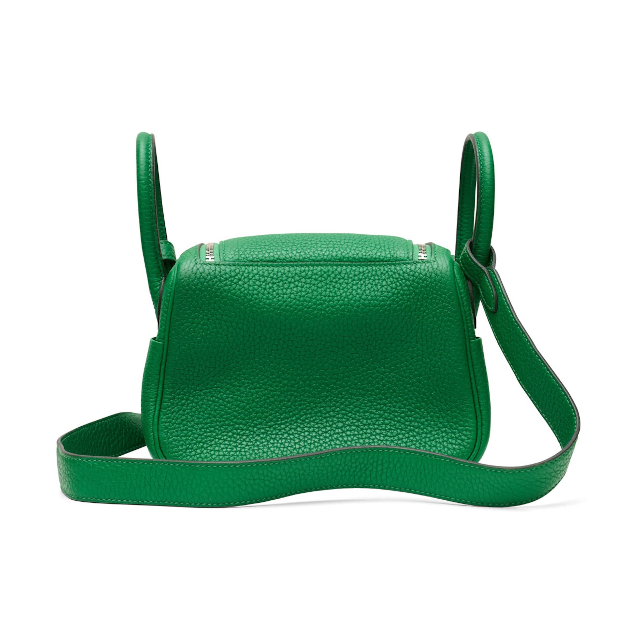 Blue Hermès Mini Lindy Bamboo Taurillon Clemence PHW For Sale