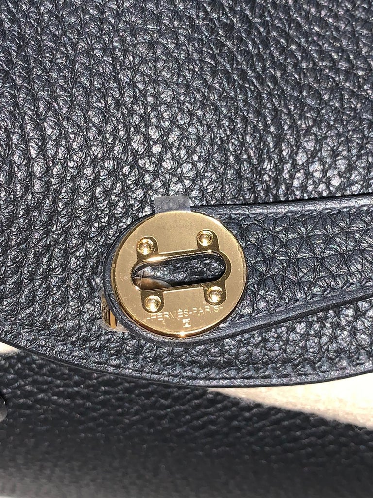 Hermes Mini Lindy Black Clemence Leather with Gold Hardware For Sale at ...