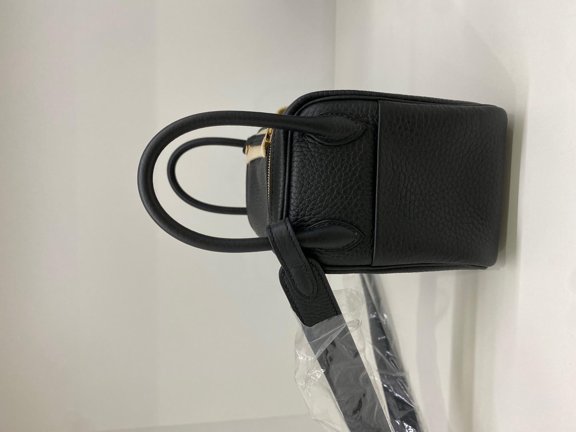 Women's or Men's Hermes Mini Lindy Black GHW For Sale
